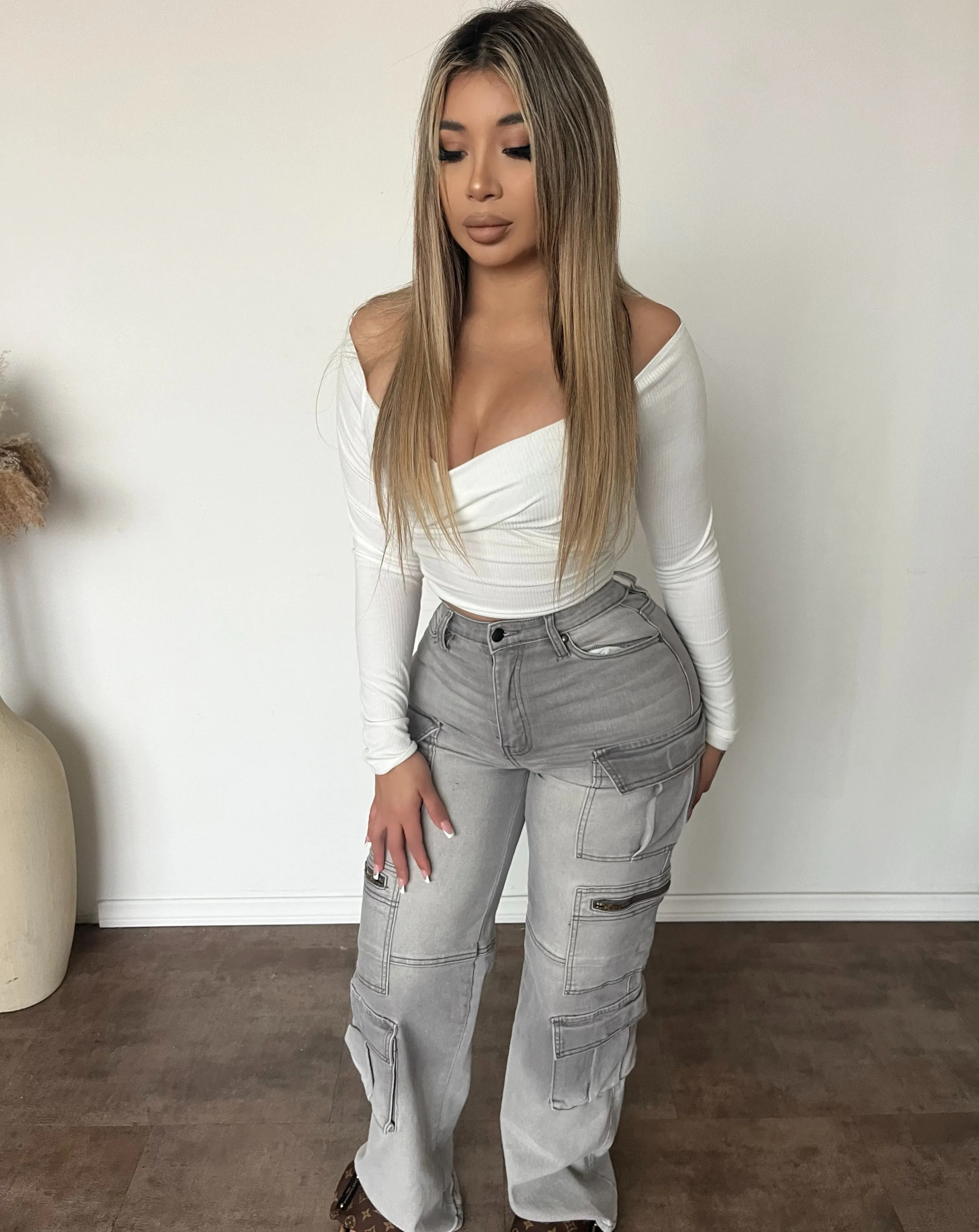 Stanly Stretch Jeans (light grey) sold by OOTDFash