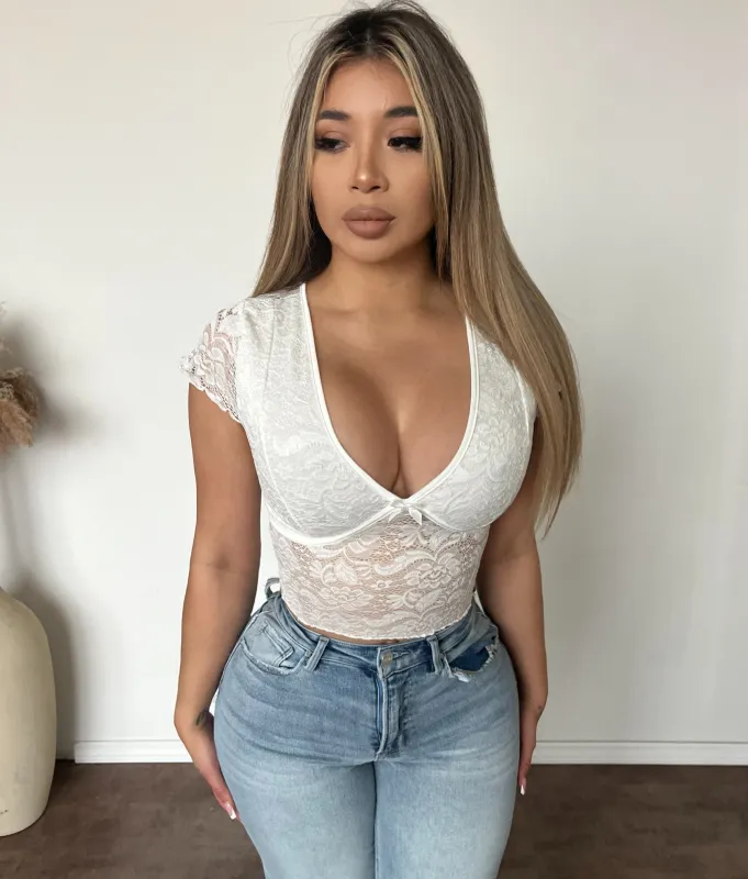 Lucia Short Sleeve Top (White) sold by OOTDFash