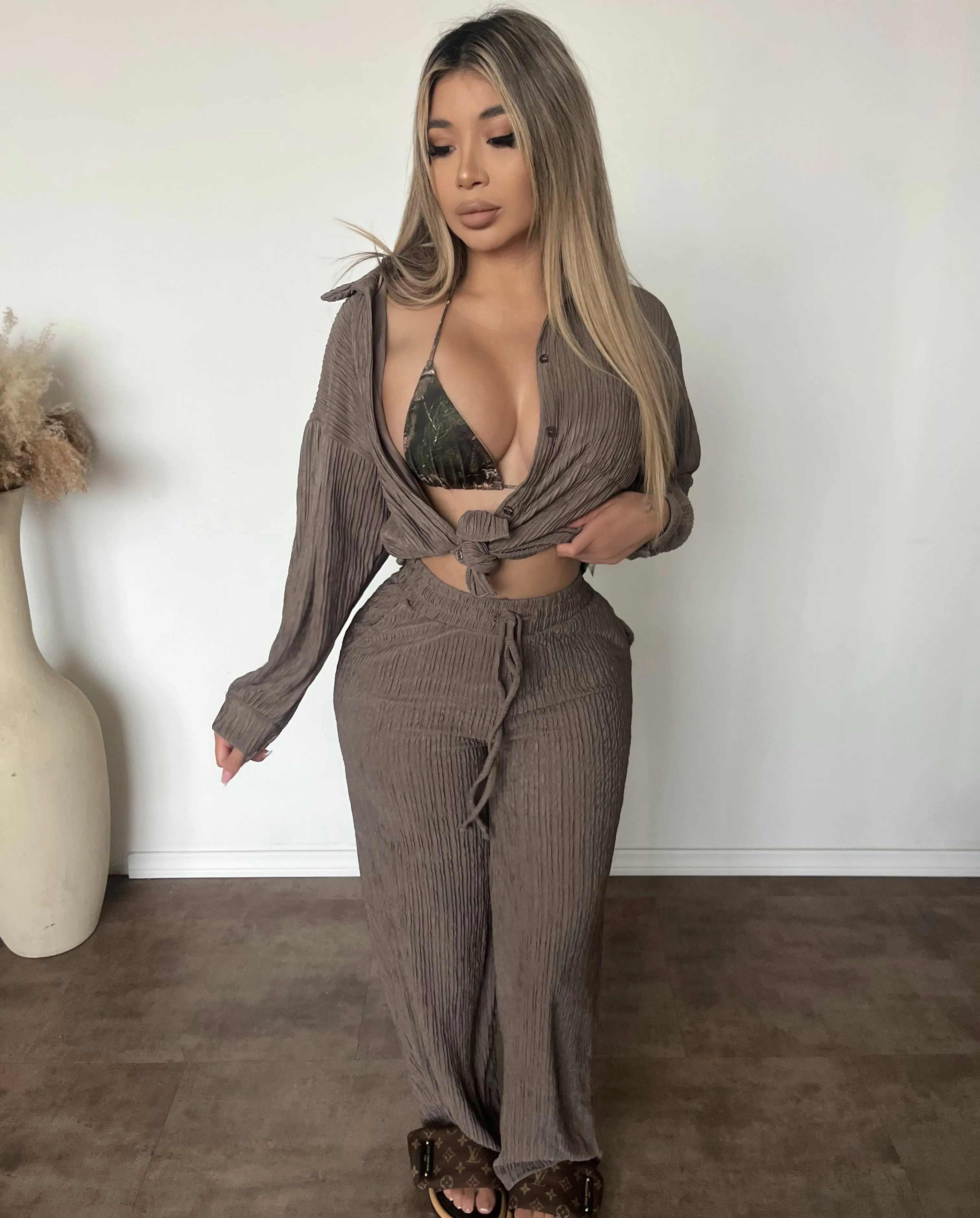 Mila Crinkled Set (Coco) sold by OOTDFash