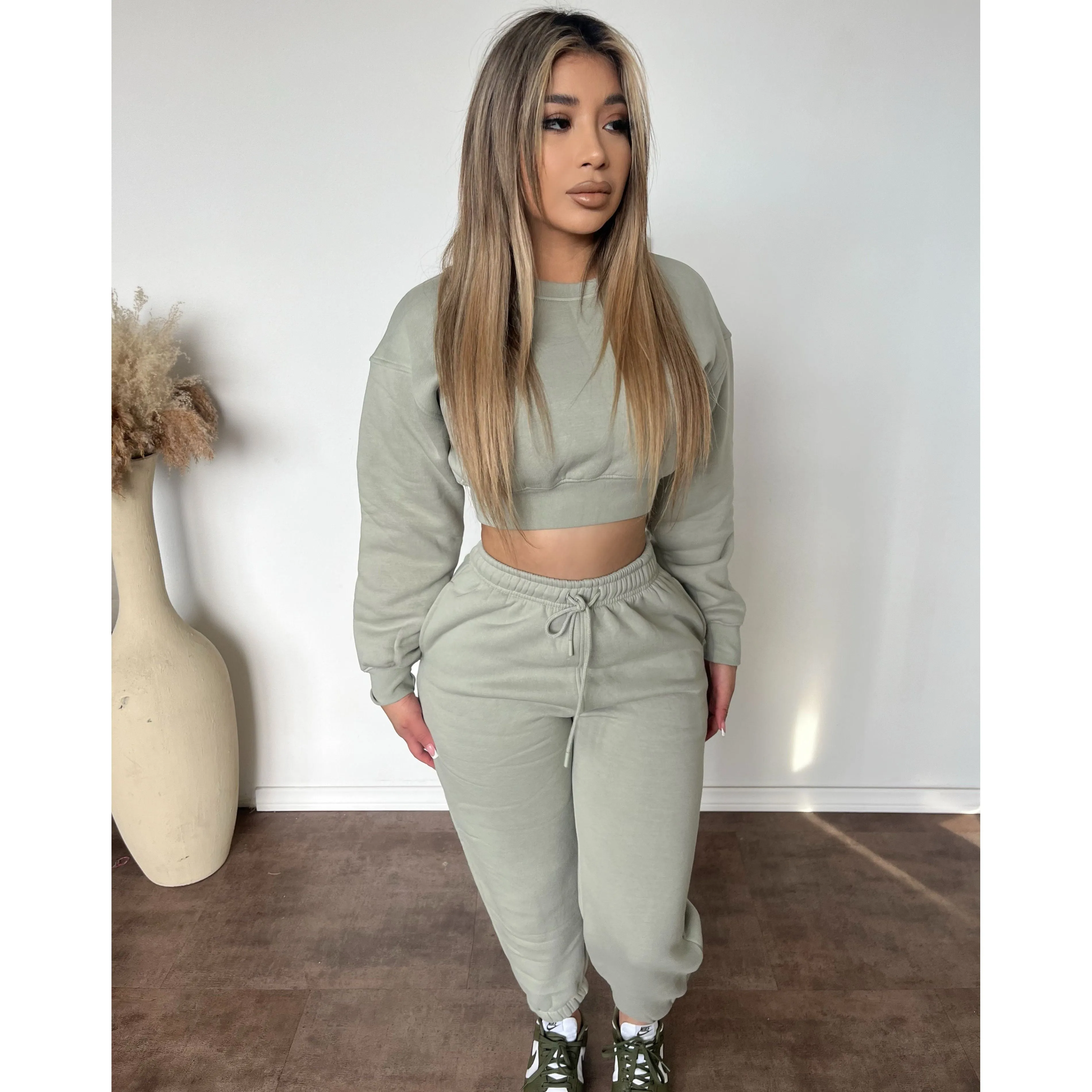 Emma Fleece Sweatshirt (Marsh/Light Green) sold by OOTDFash