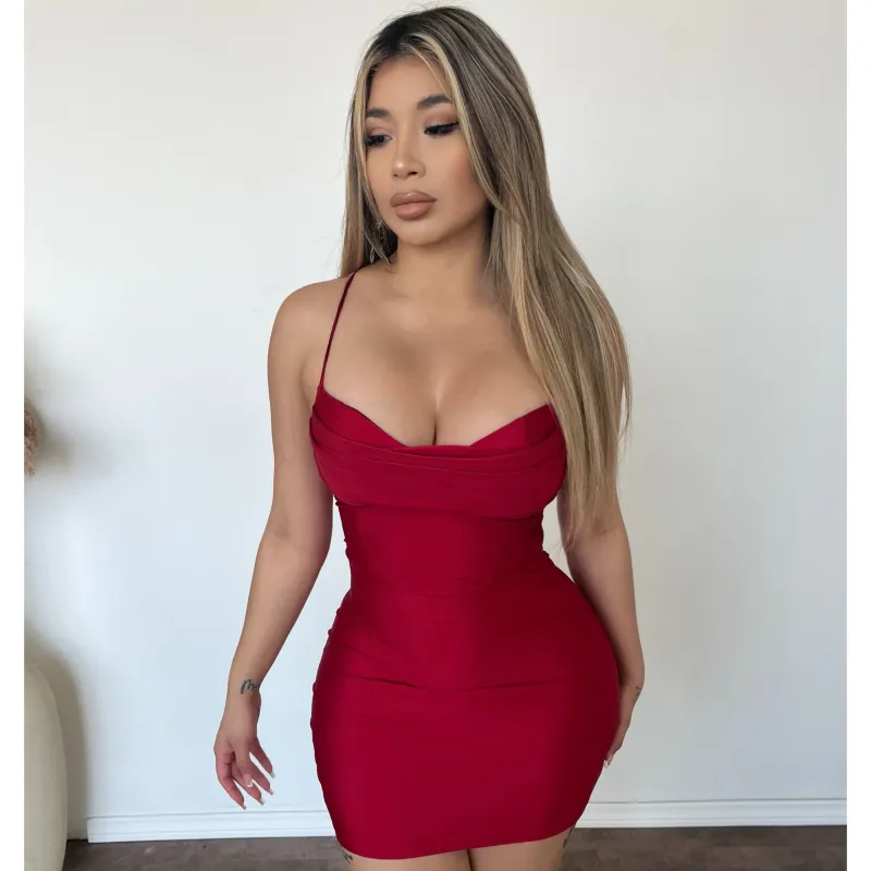 Celina Dress (Red) sold by OOTDFash