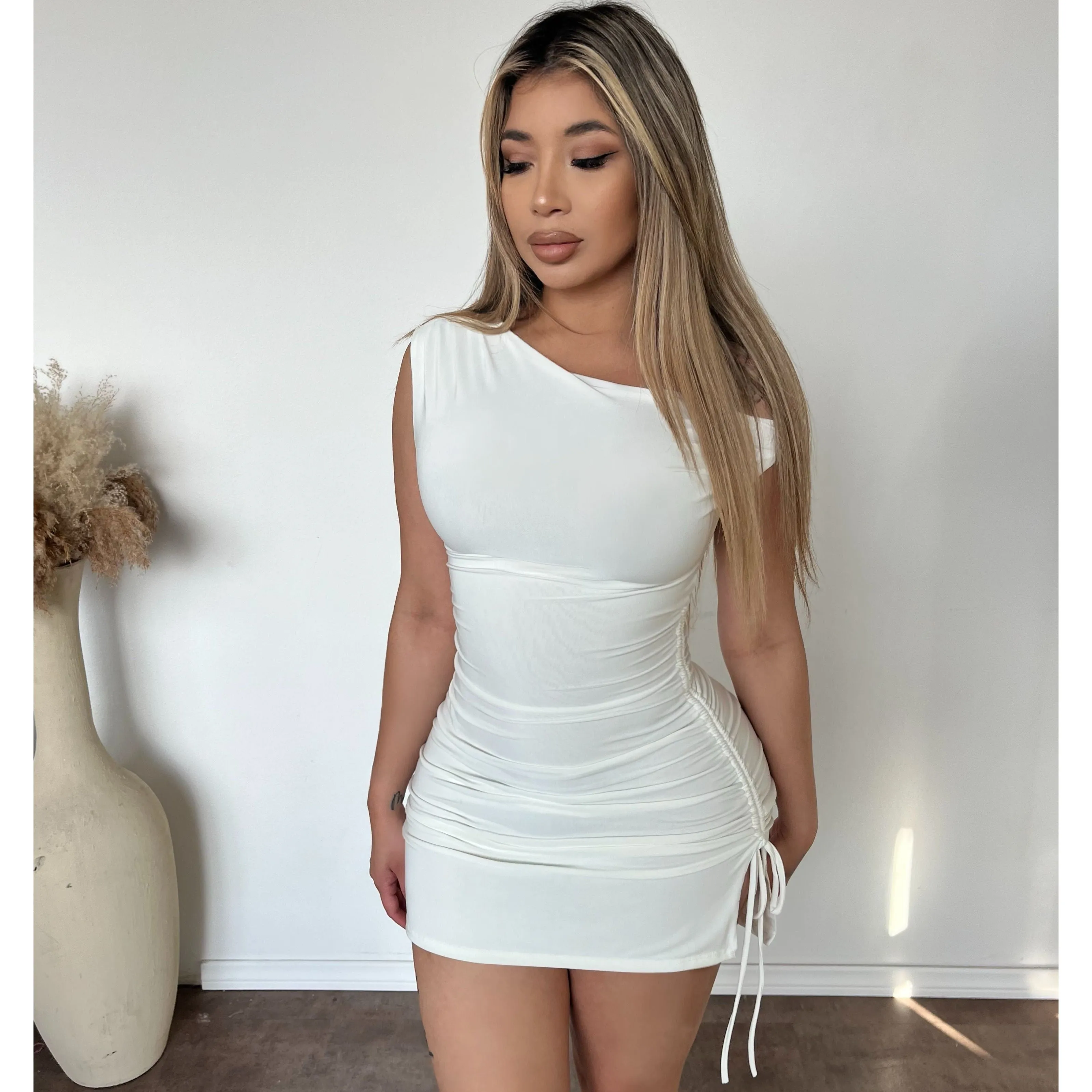 Isabelle Side Ties Dress (Ivory) sold by OOTDFash