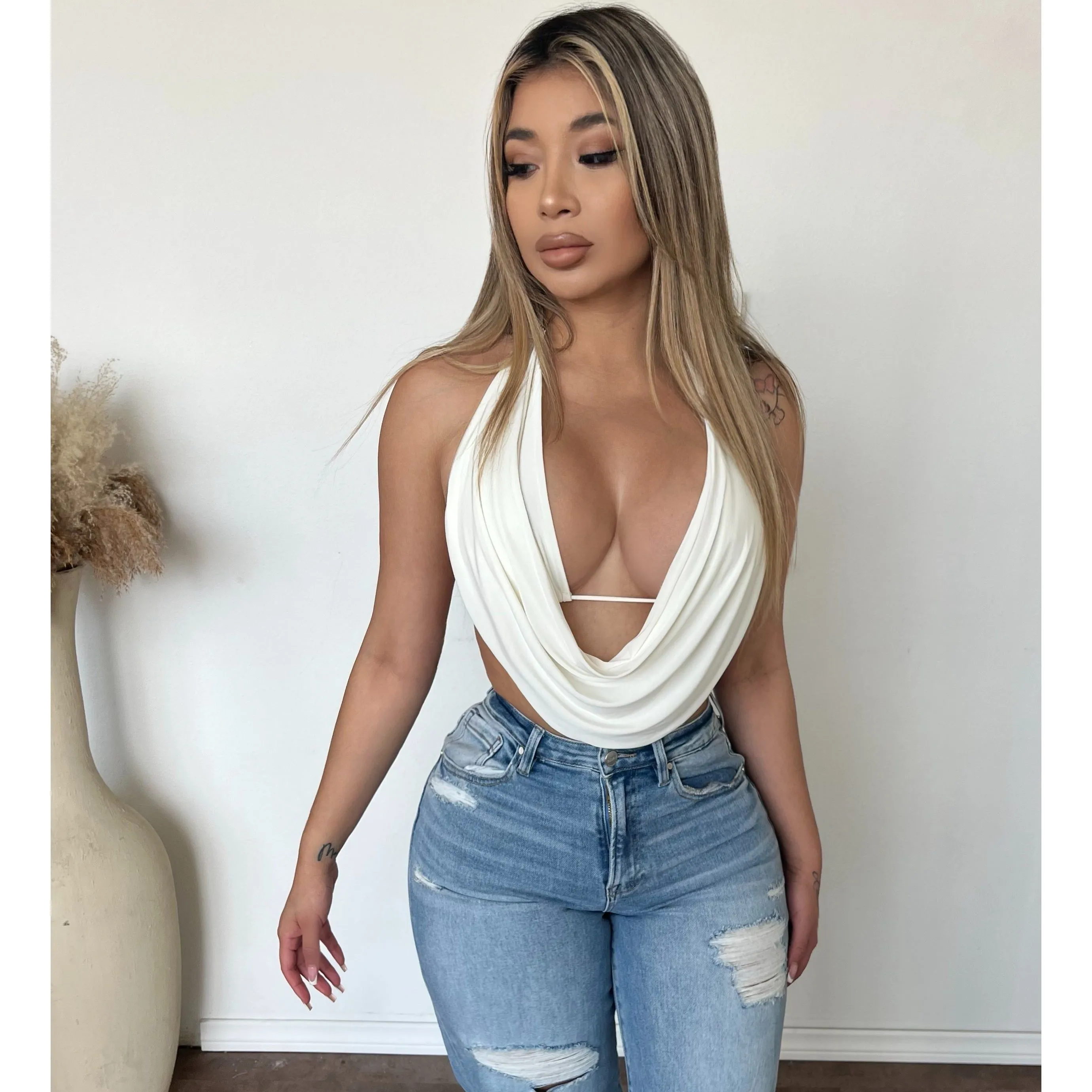 Alina Halter Top (Ivory) sold by OOTDFash