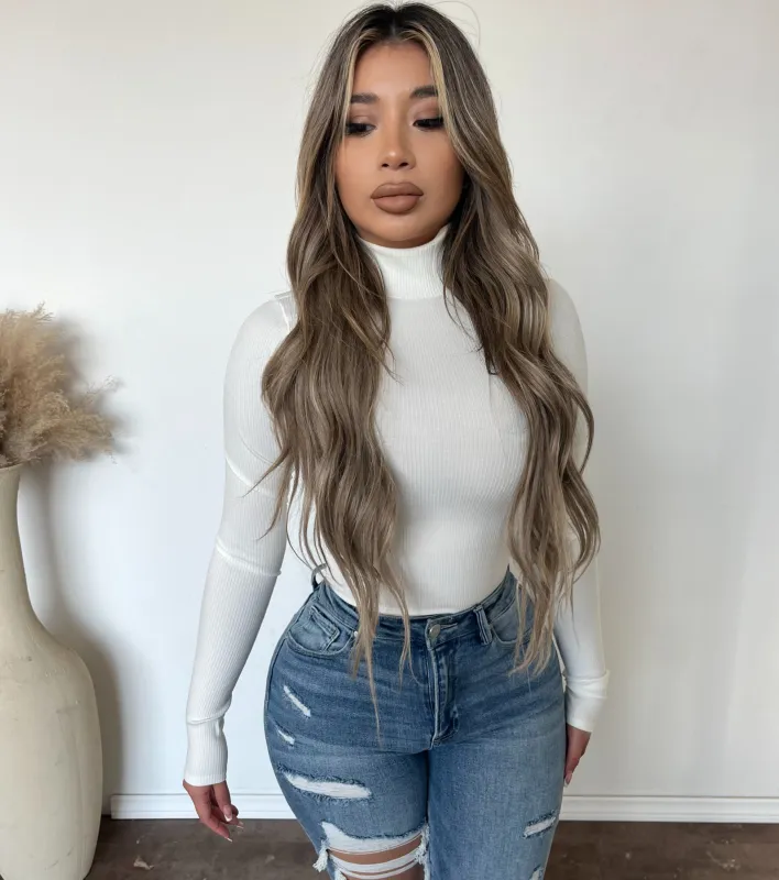 Khloe  Long Sleeve Turtle Neck (Ivory) sold by OOTDFash