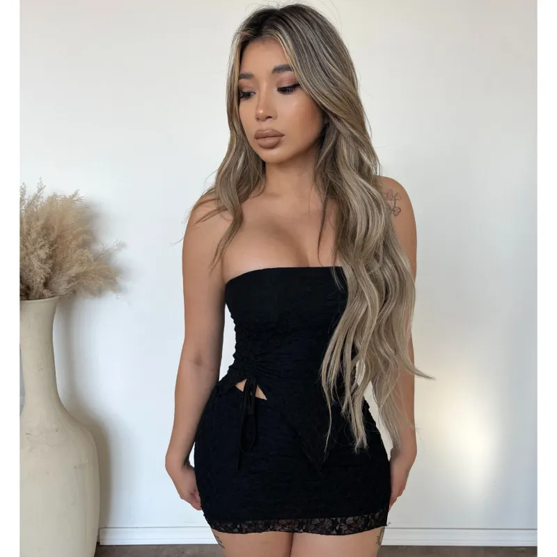 Luciana Lace Tube Top (Black) sold by OOTDFash