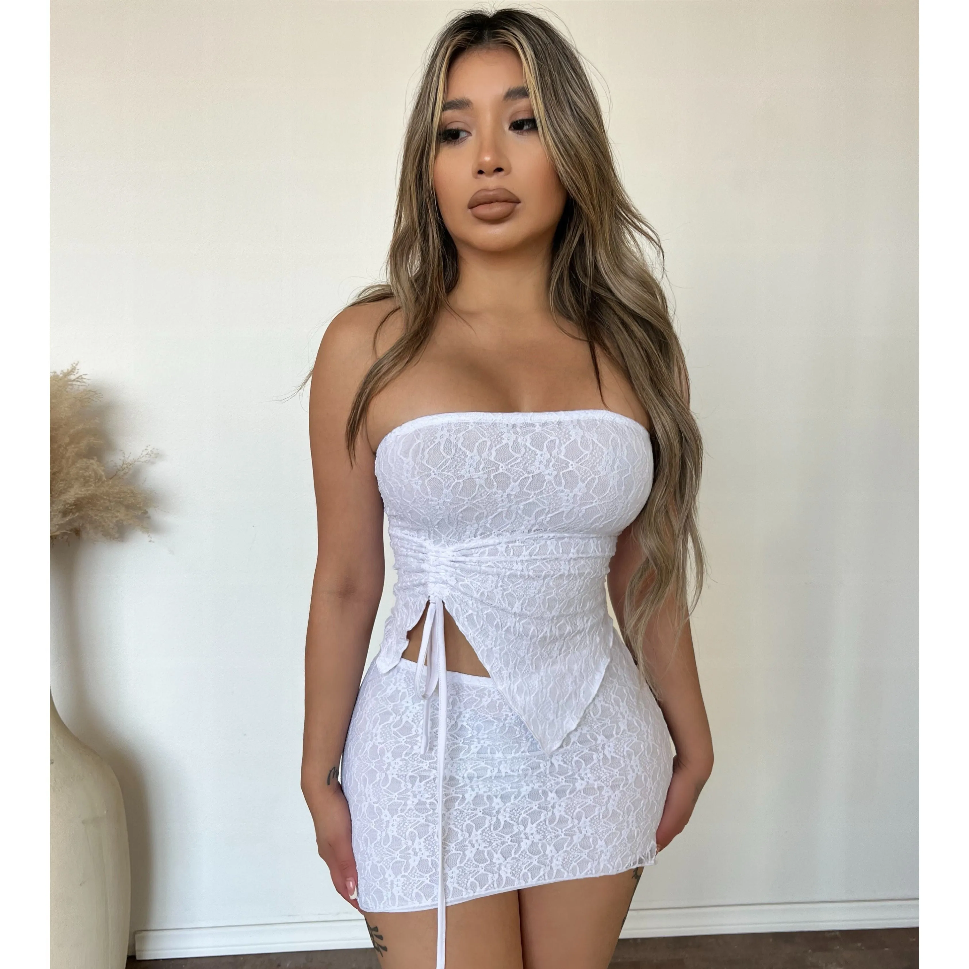 Luciana Lace Tube Top (White) sold by OOTDFash