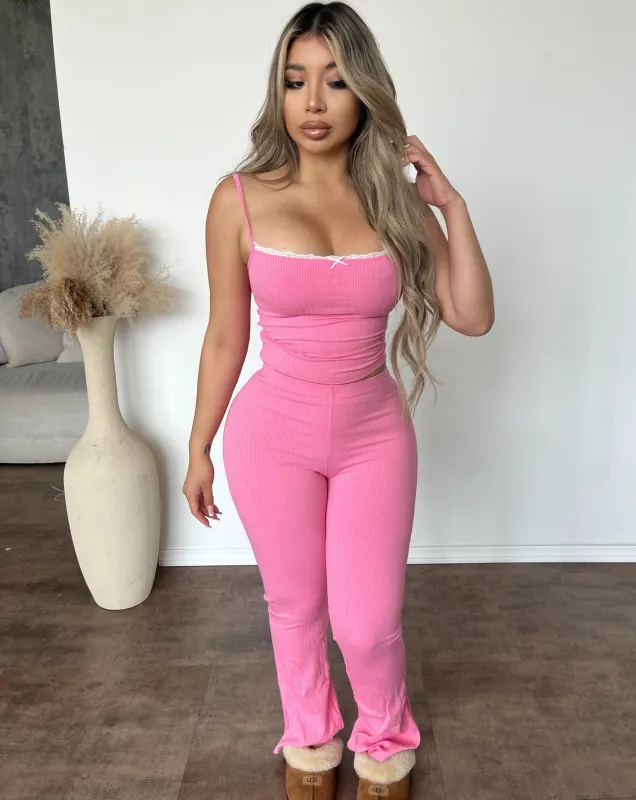 Makayla Flare Pants Set (Pink Carnation) sold by OOTDFash