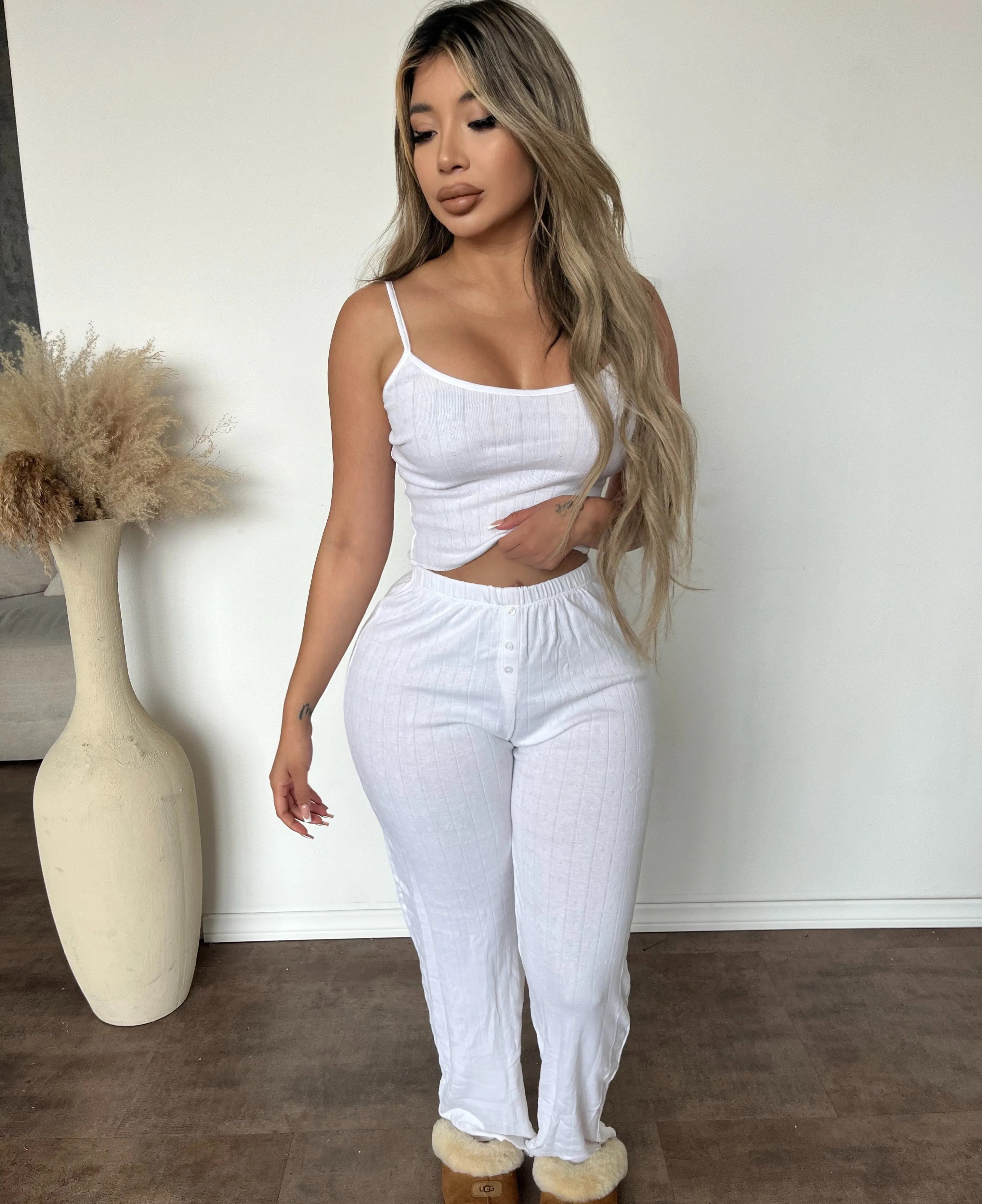 Breanna Top & Pants Set (White) sold by OOTDFash