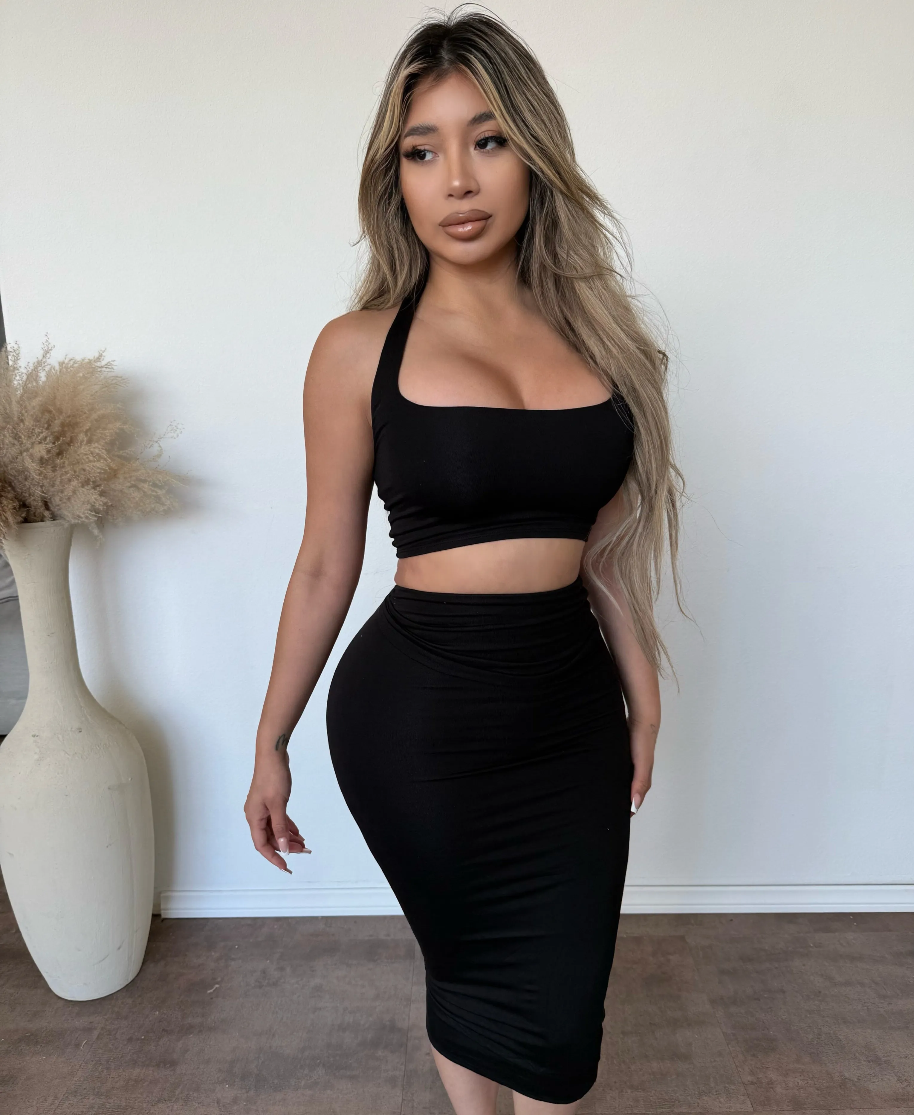 Malarie Midi Skirt Set (Black) sold by OOTDFash