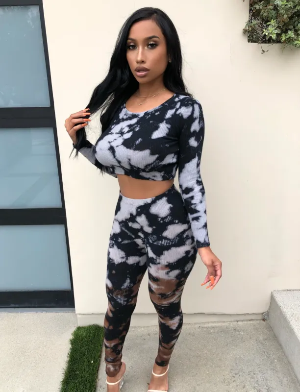 Sandy Tie Dye Set(Black/Brown) sold by OOTDFash