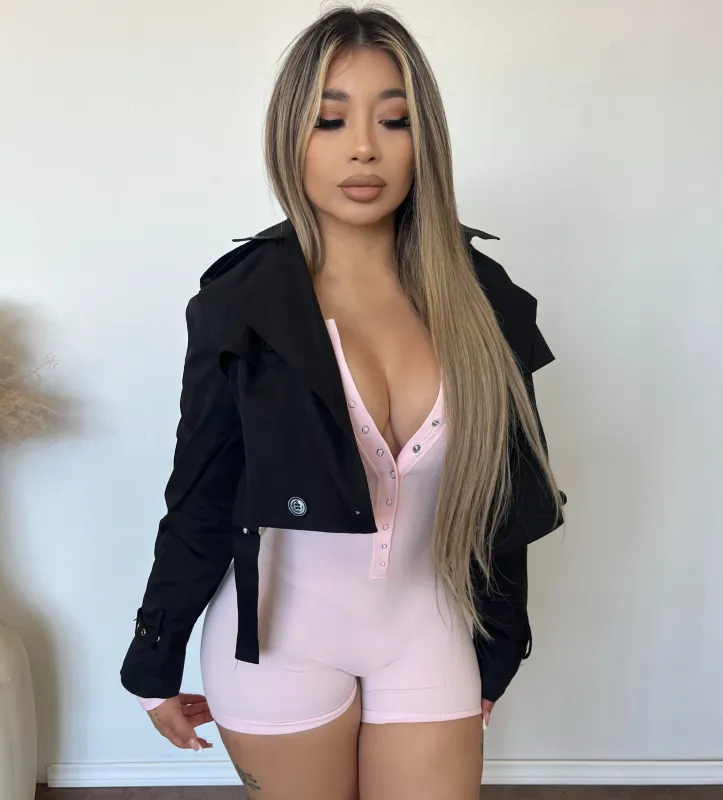 Emily Trench Coat Jacket (Black) sold by OOTDFash