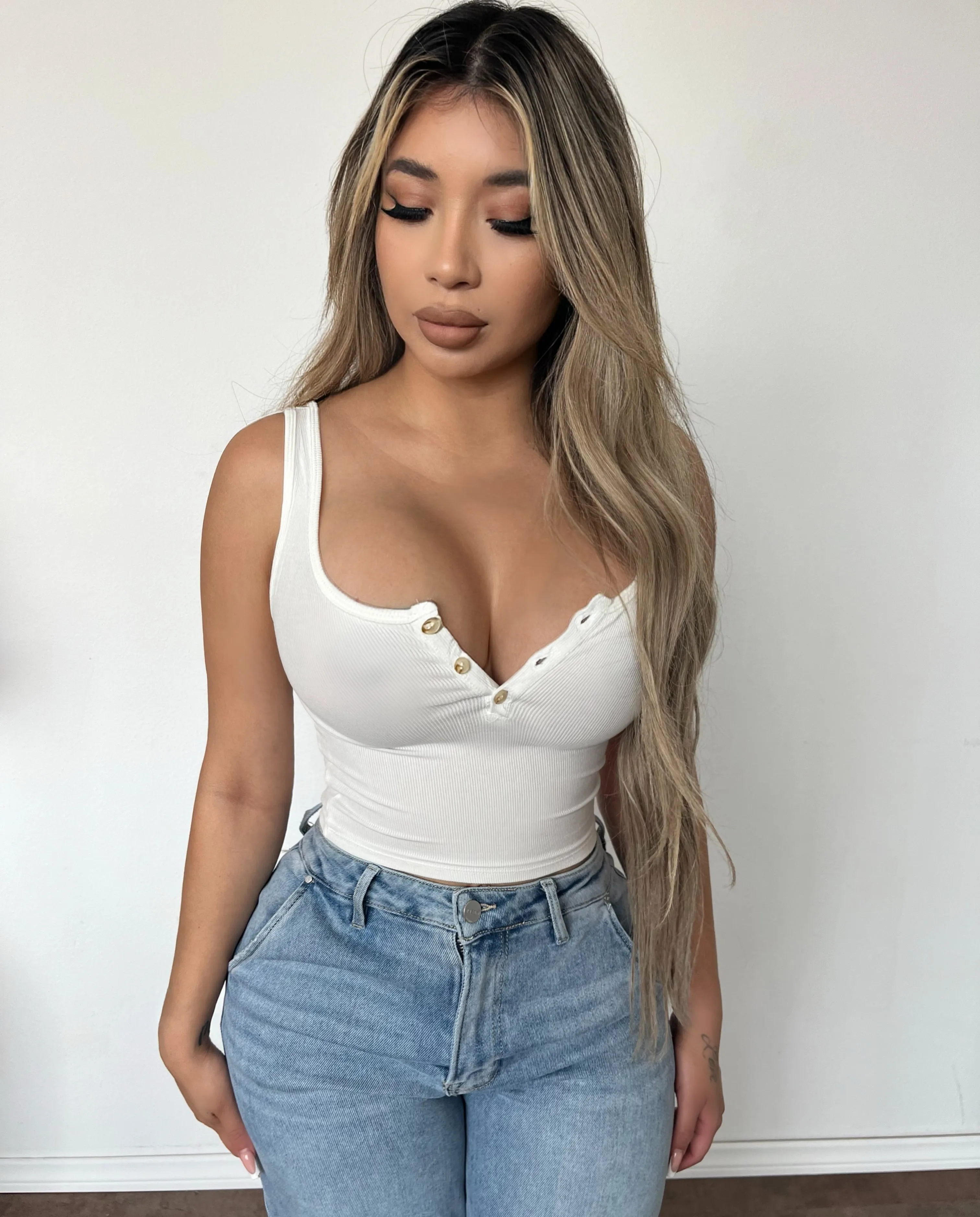 Jessica Ribbed Tank Top (White) sold by OOTDFash