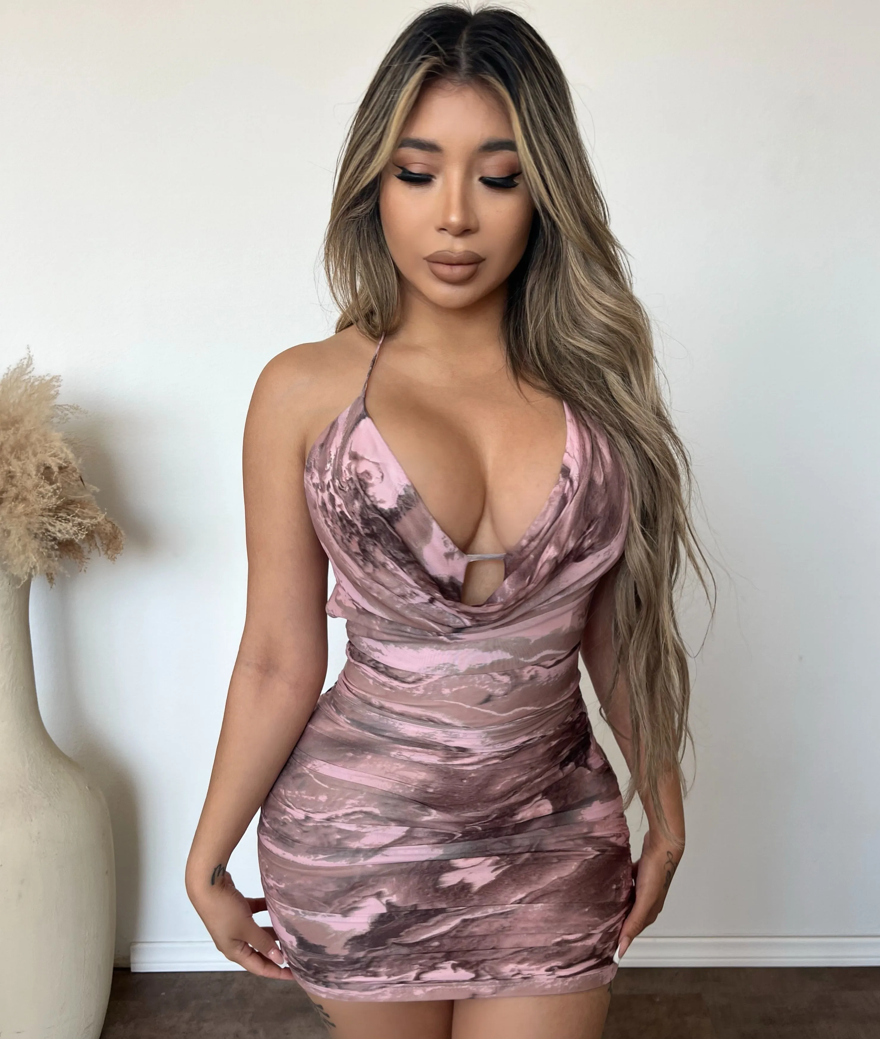 Cynthia Mesh Dress (Pink) sold by OOTDFash