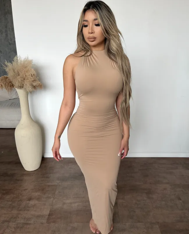 Alica Maxi Dress (Skin) sold by OOTDFash