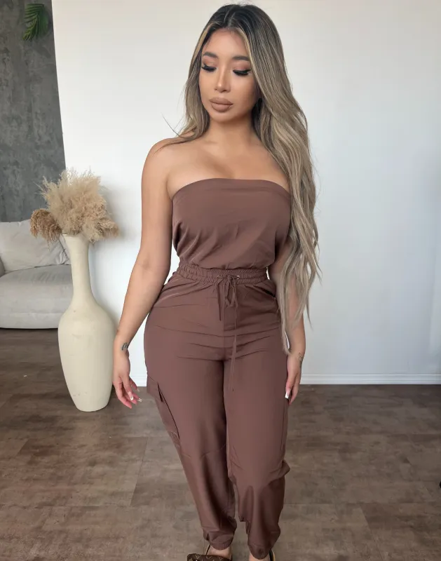 Isabella Jogger Jumpsuit (Coco) sold by OOTDFash