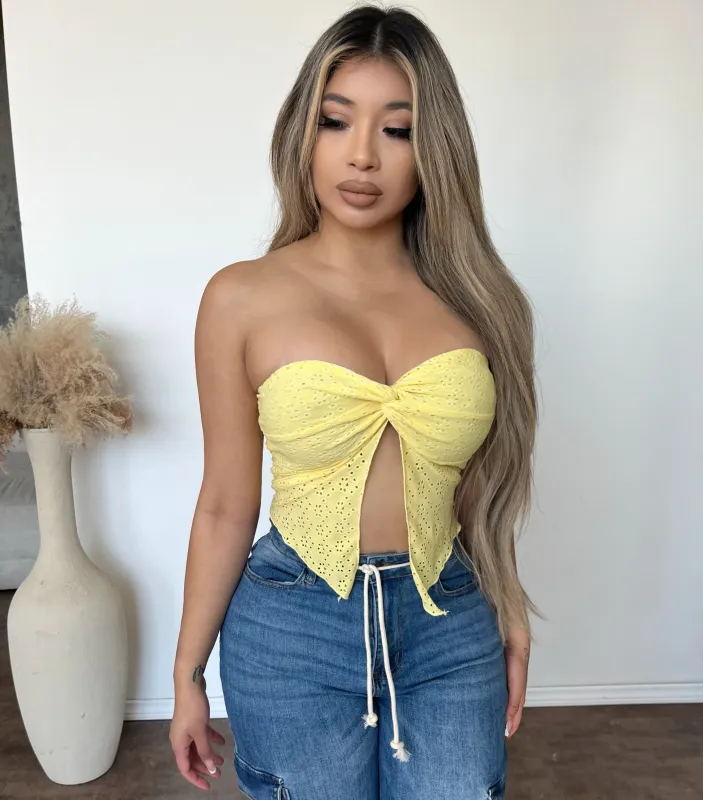 Veronica Twist Tube Top (Yellow) sold by OOTDFash