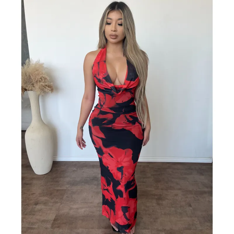 Bianca Flower Dress (Black/Red) sold by OOTDFash