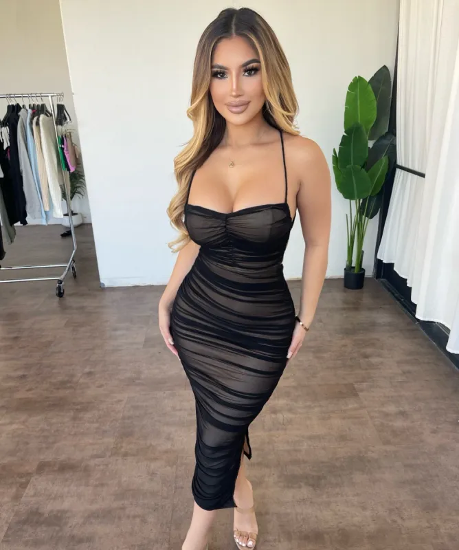 Mariah Maxi Dress (Black/Nude) sold by OOTDFash