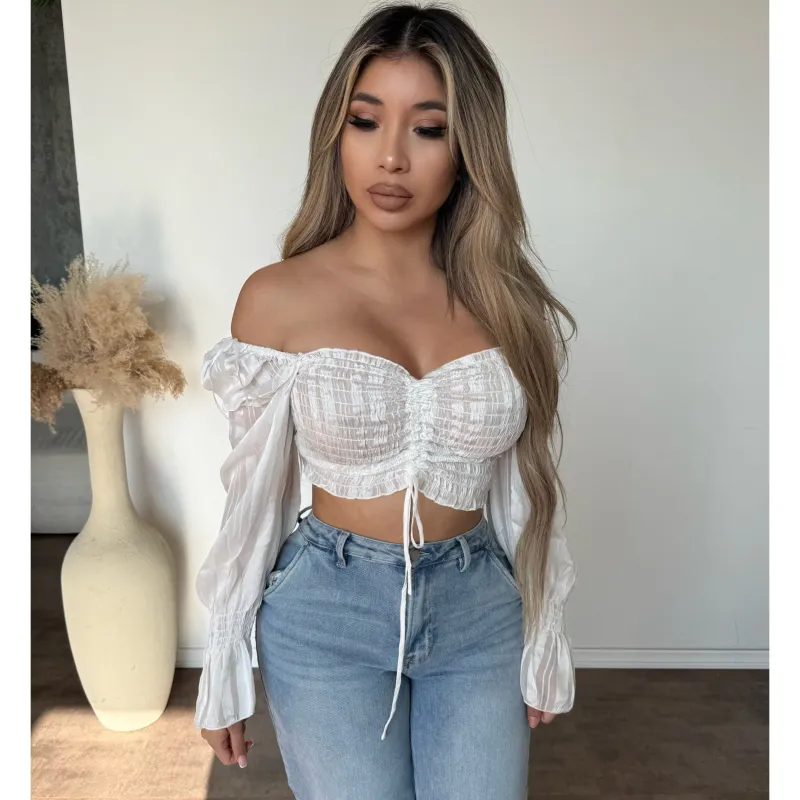 Corina Crunched Top (White) sold by OOTDFash