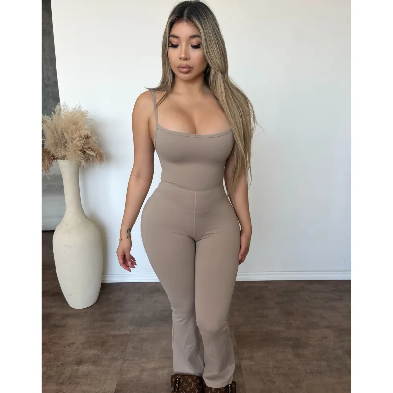 Maria Scoop Neck Jumpsuit (Taupe) sold by OOTDFash