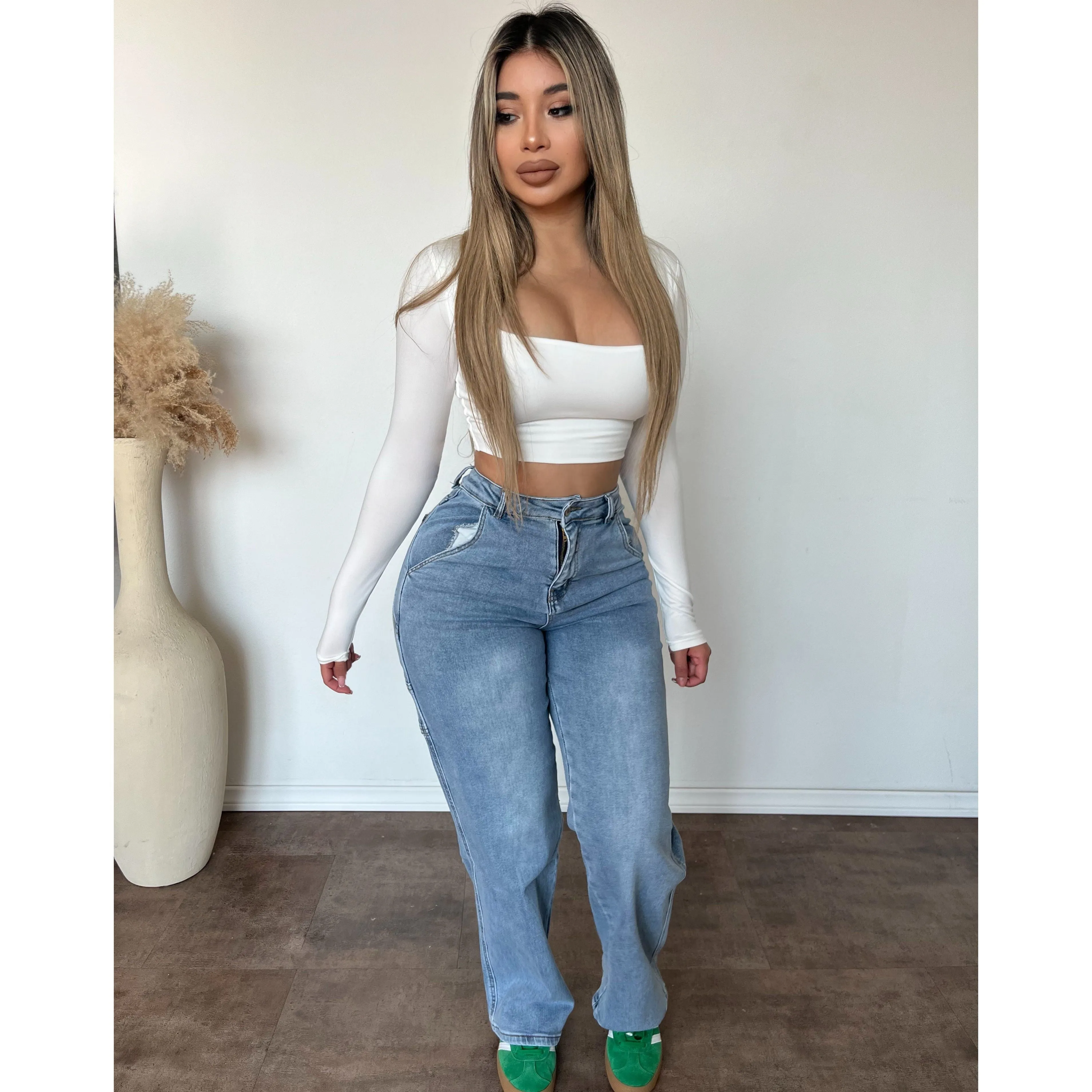 Isabella Stretch Pants (Light Blue) sold by OOTDFash