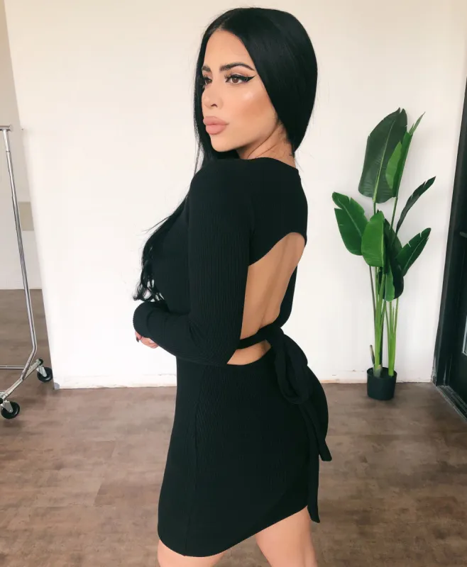 Vivian Open Back Dress(Black) made by OOTDFash