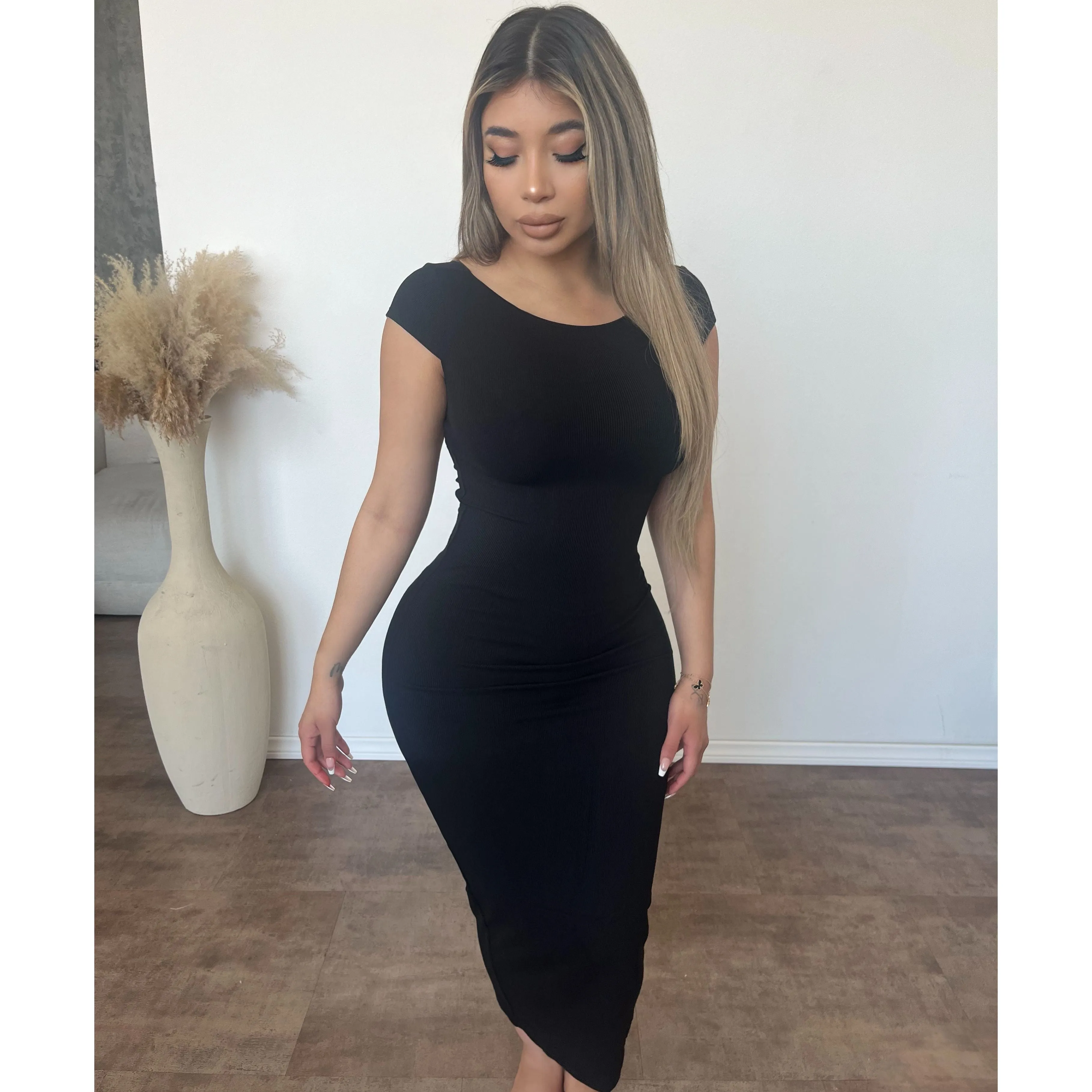 Daniella Open back Maxi Dress (Black) sold by OOTDFash