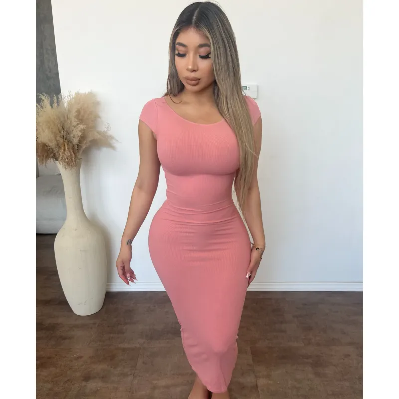 Daniella Open back Maxi Dress (Rose Pink) sold by OOTDFash