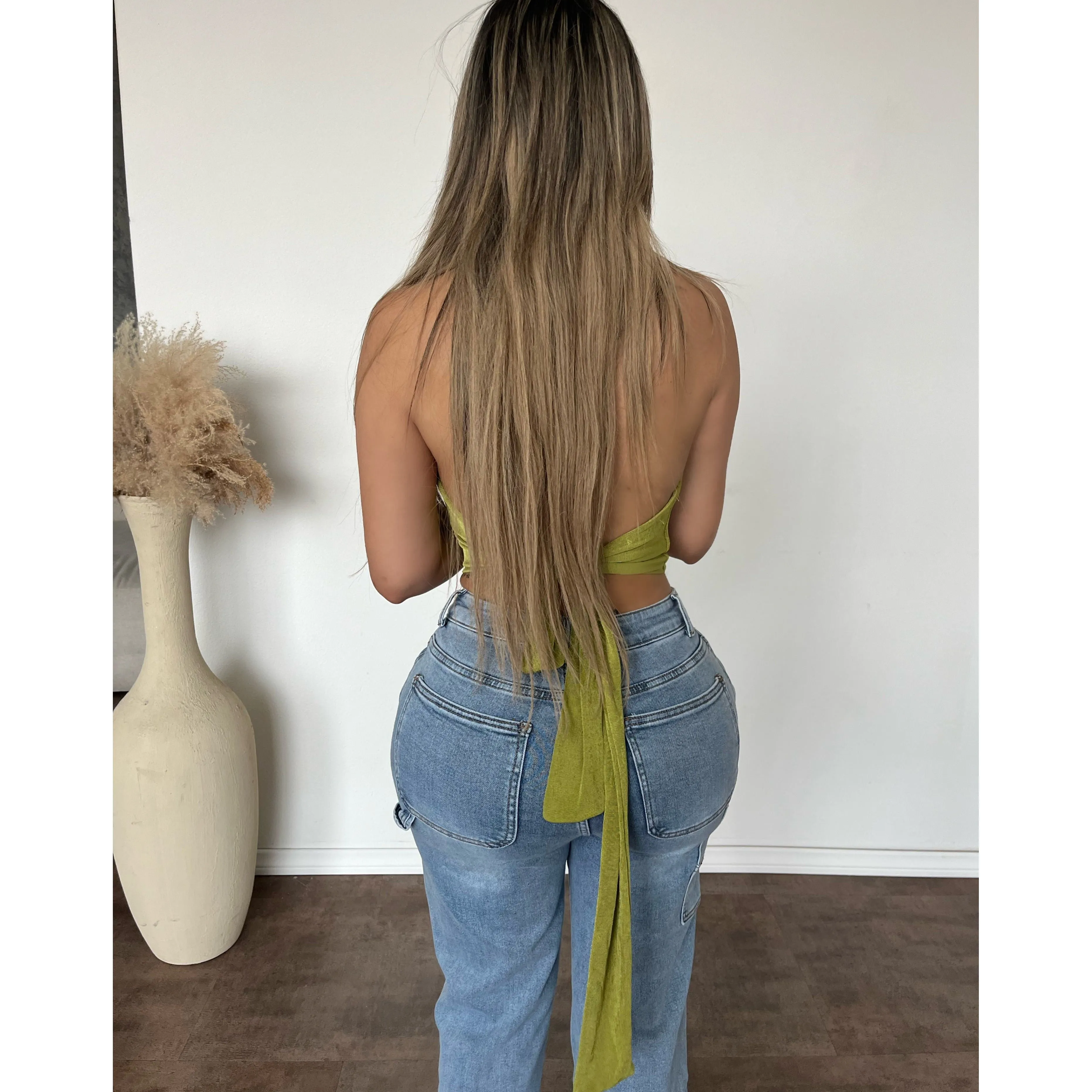 Hera Halter Deep Back Tie Top (Avocado) sold by OOTDFash product image thumbnail 2