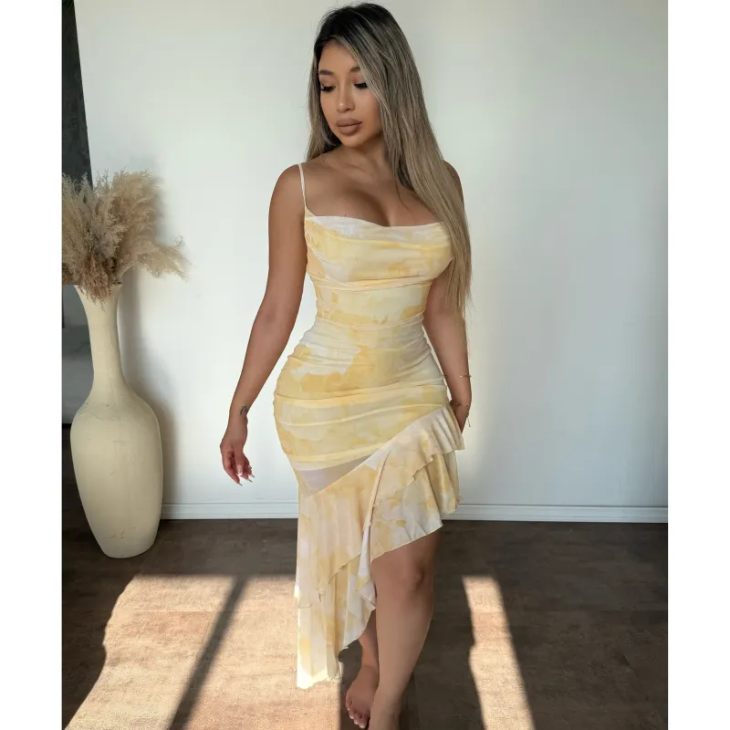 Amber Mesh Dress (Yellow) sold by OOTDFash