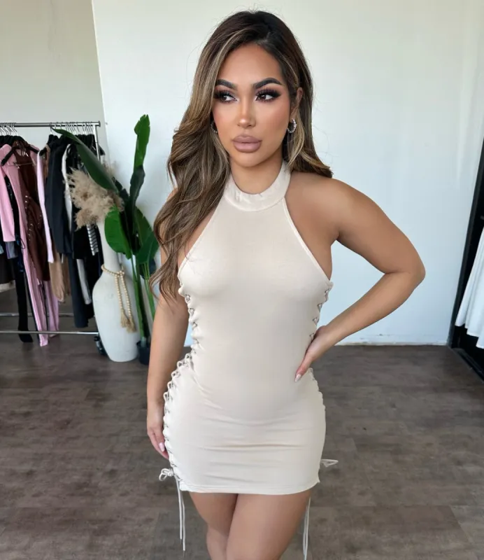 Sophia Dress (Sand) sold by OOTDFash