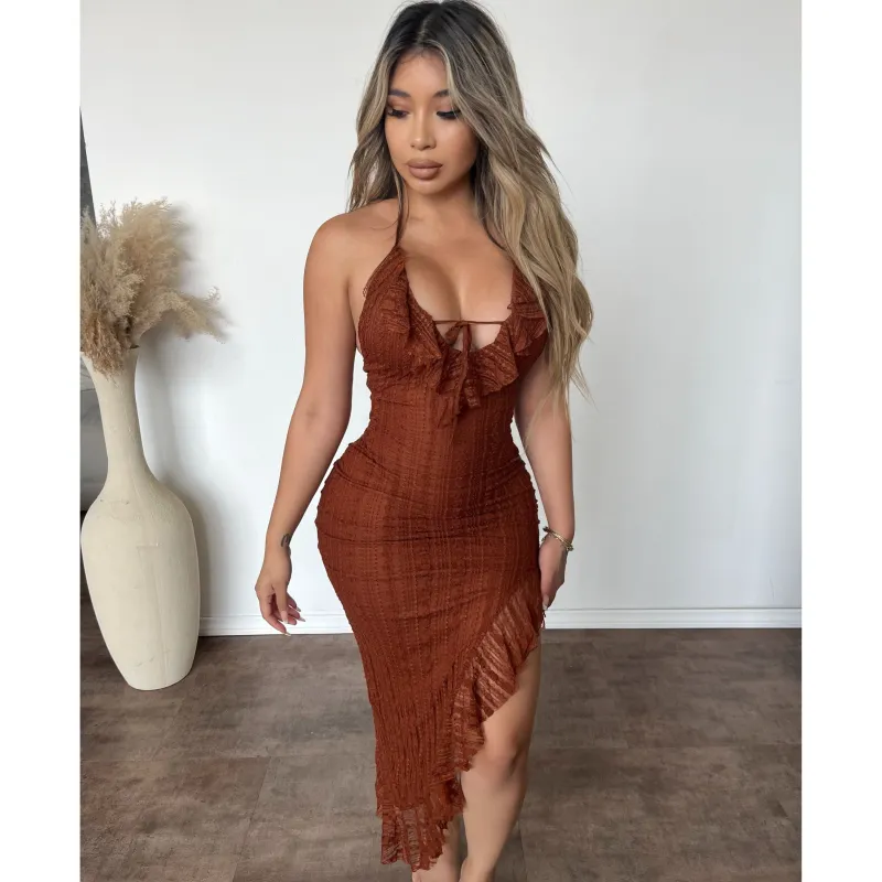 Erica Lace Dress (Rust) sold by OOTDFash