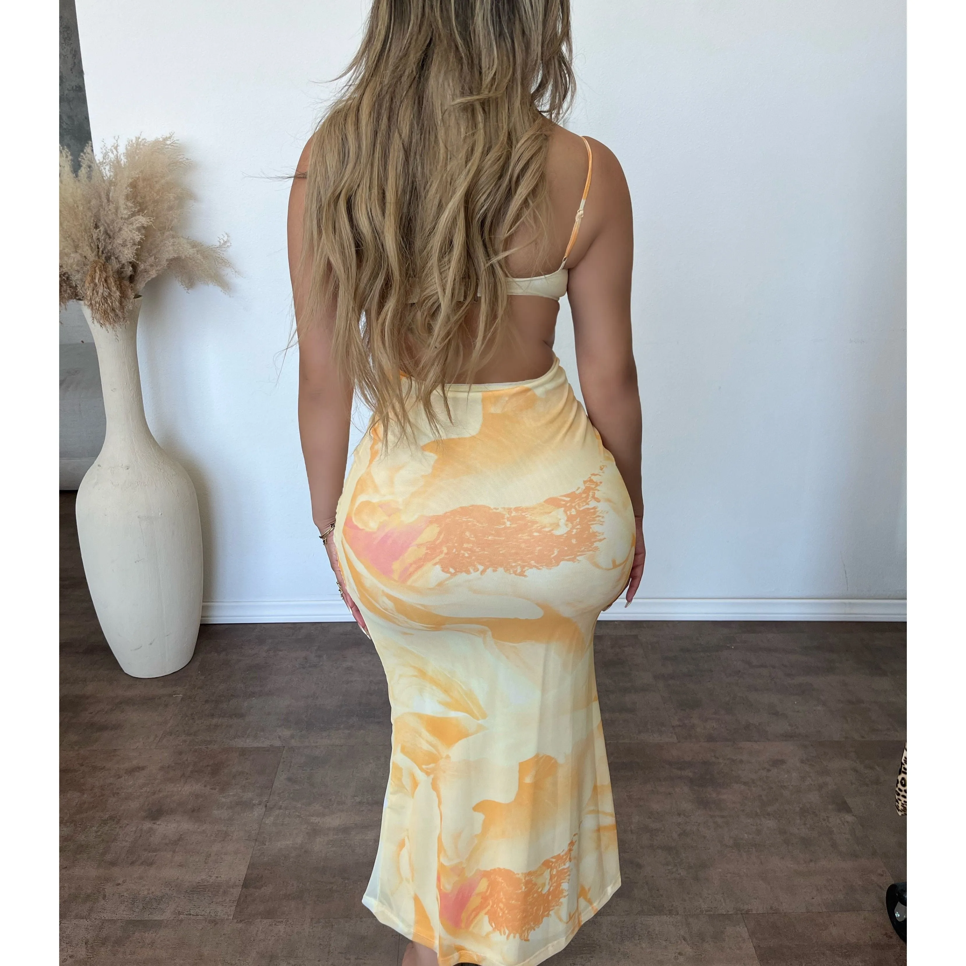 Suki Mesh Print Dress (Yellow) sold by OOTDFash product image thumbnail 2