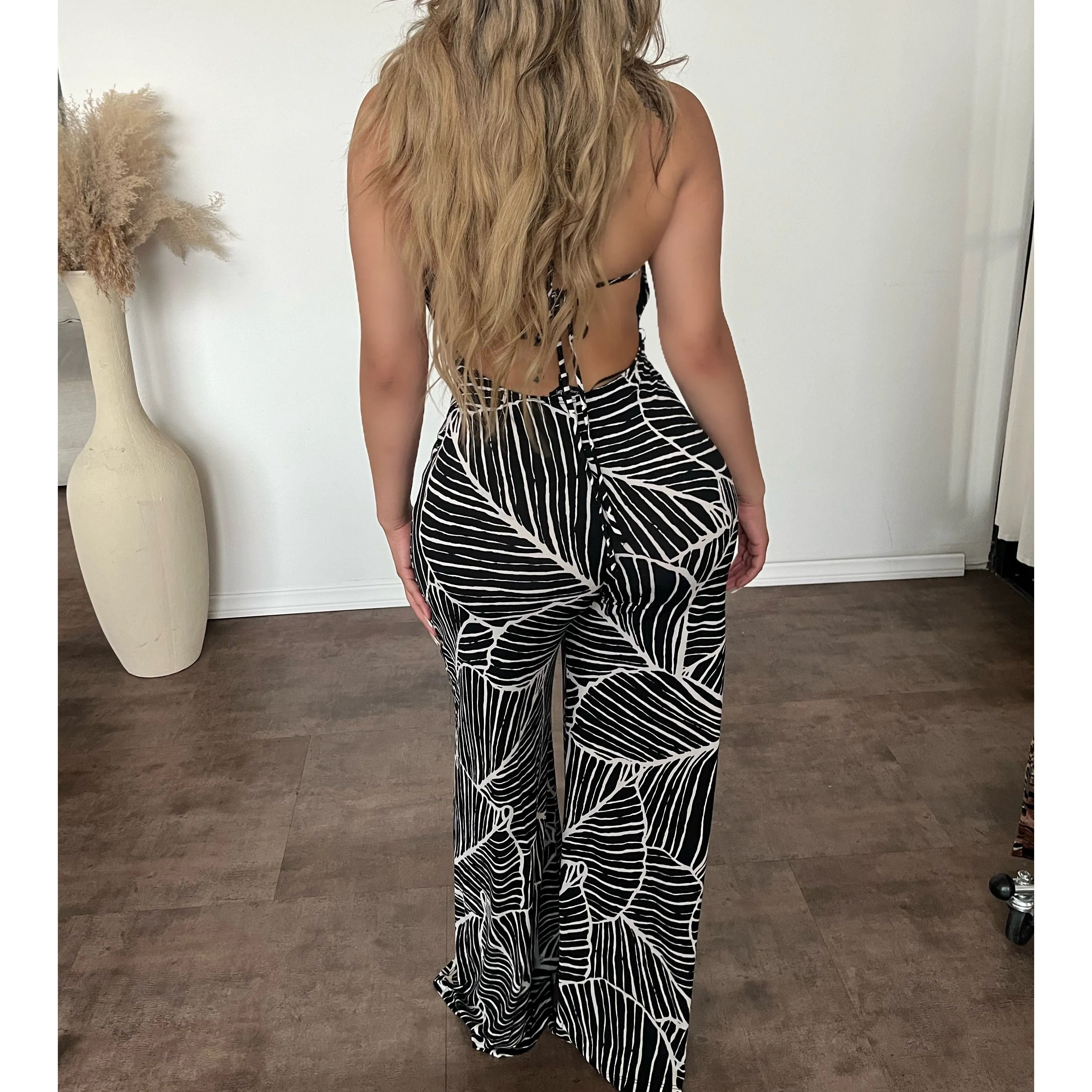 Nena Tie Top Jumpsuit (Black/White) sold by OOTDFash product image thumbnail 2