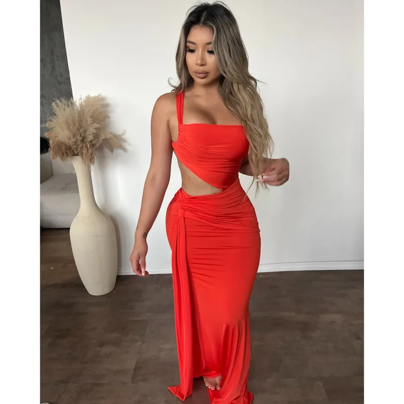 Layla Open Side Dress (Orange) sold by OOTDFash