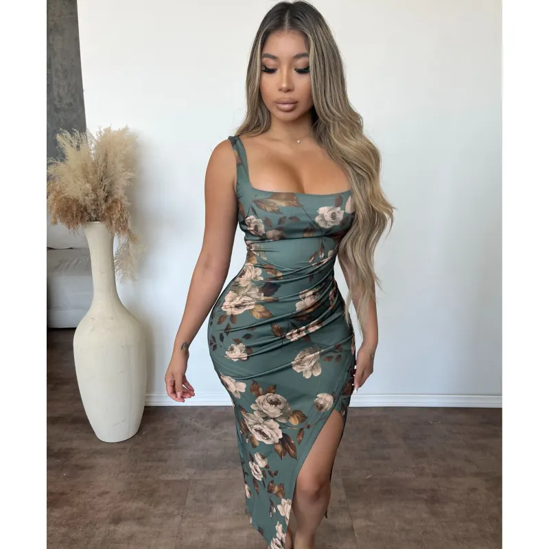 Grace Satin Dress (Sage/Green) sold by OOTDFash