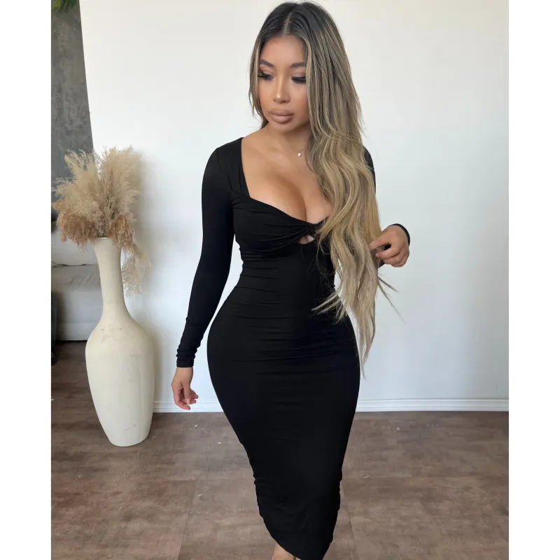 Monica Criss Cross Dress (Black) sold by OOTDFash