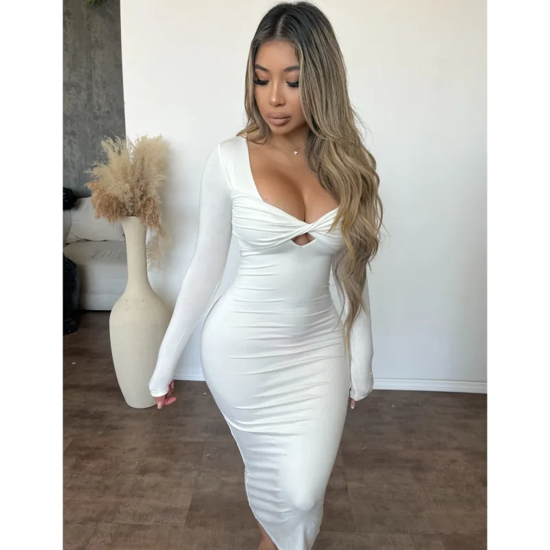 Monica Criss Cross Dress (White) sold by OOTDFash