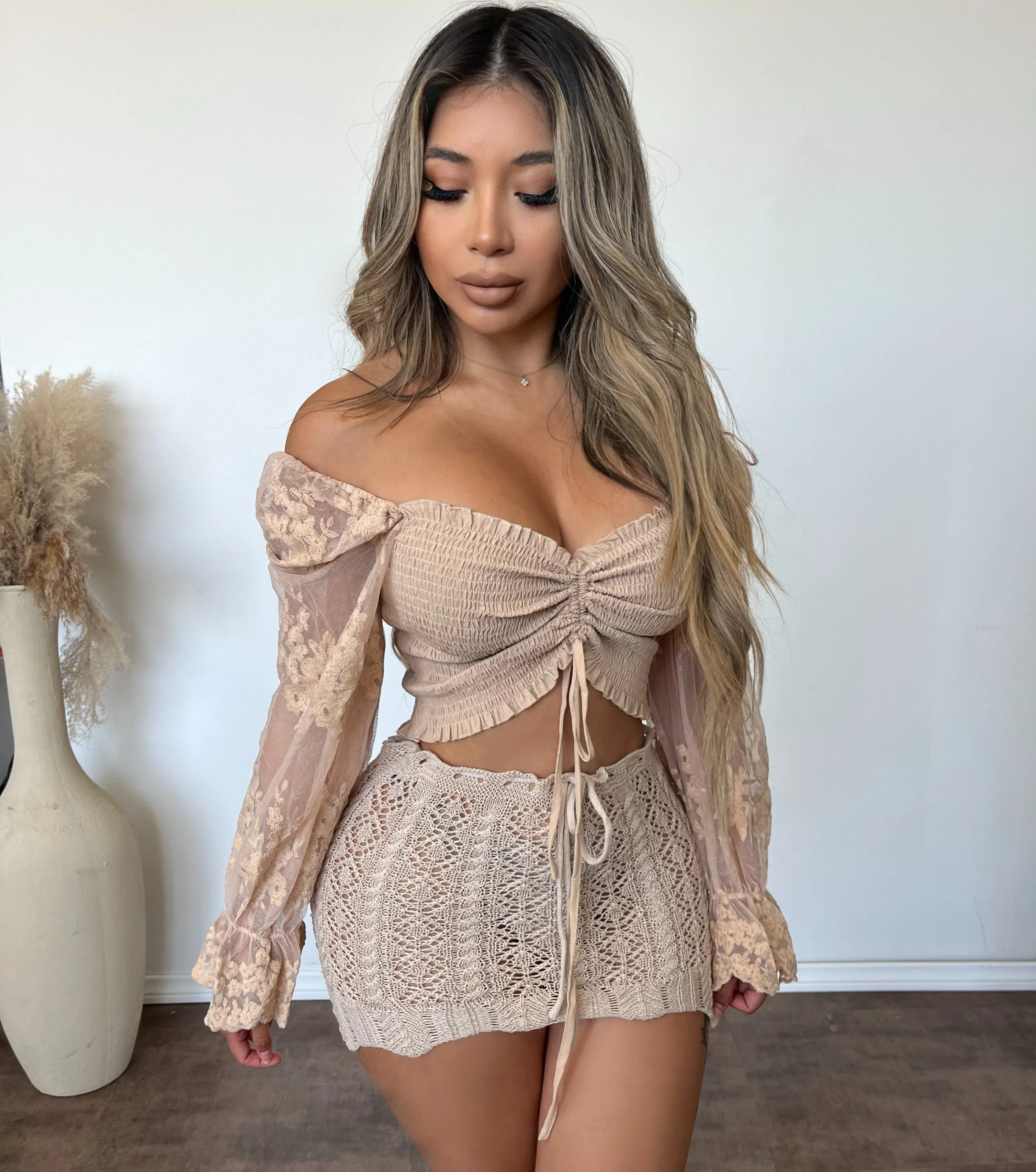 Joise Knit Skirt (Tan) sold by OOTDFash