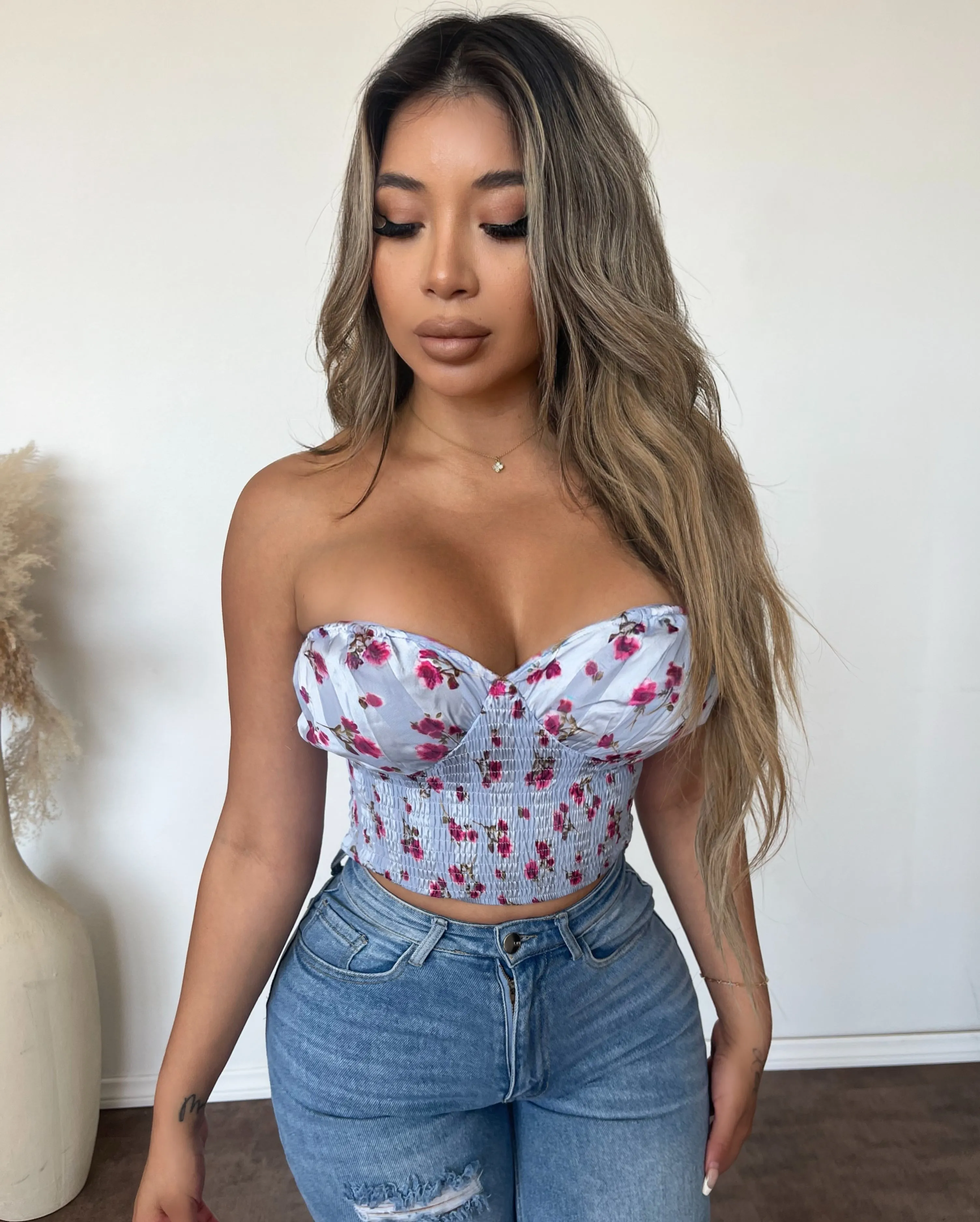 Lillian Top W Flower Print (Purple/Pink) sold by OOTDFash