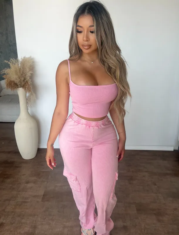 Alyssa Cami Top & Pants Set (Barbie Pink) sold by OOTDFash