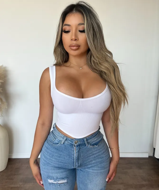 Vernice Ribbed Tank Top (White) sold by OOTDFash