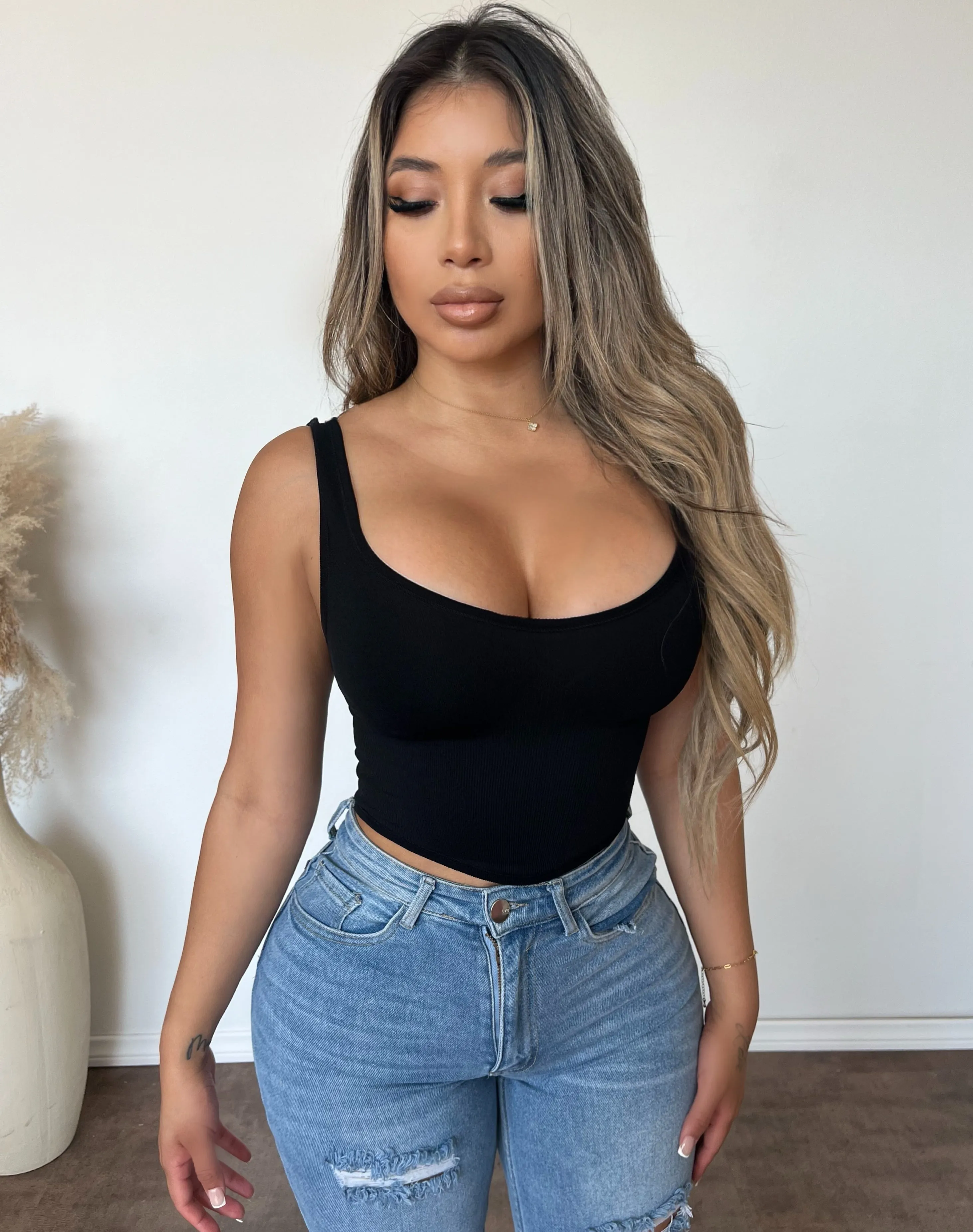 Vernice Ribbed Tank Top (Black) sold by OOTDFash