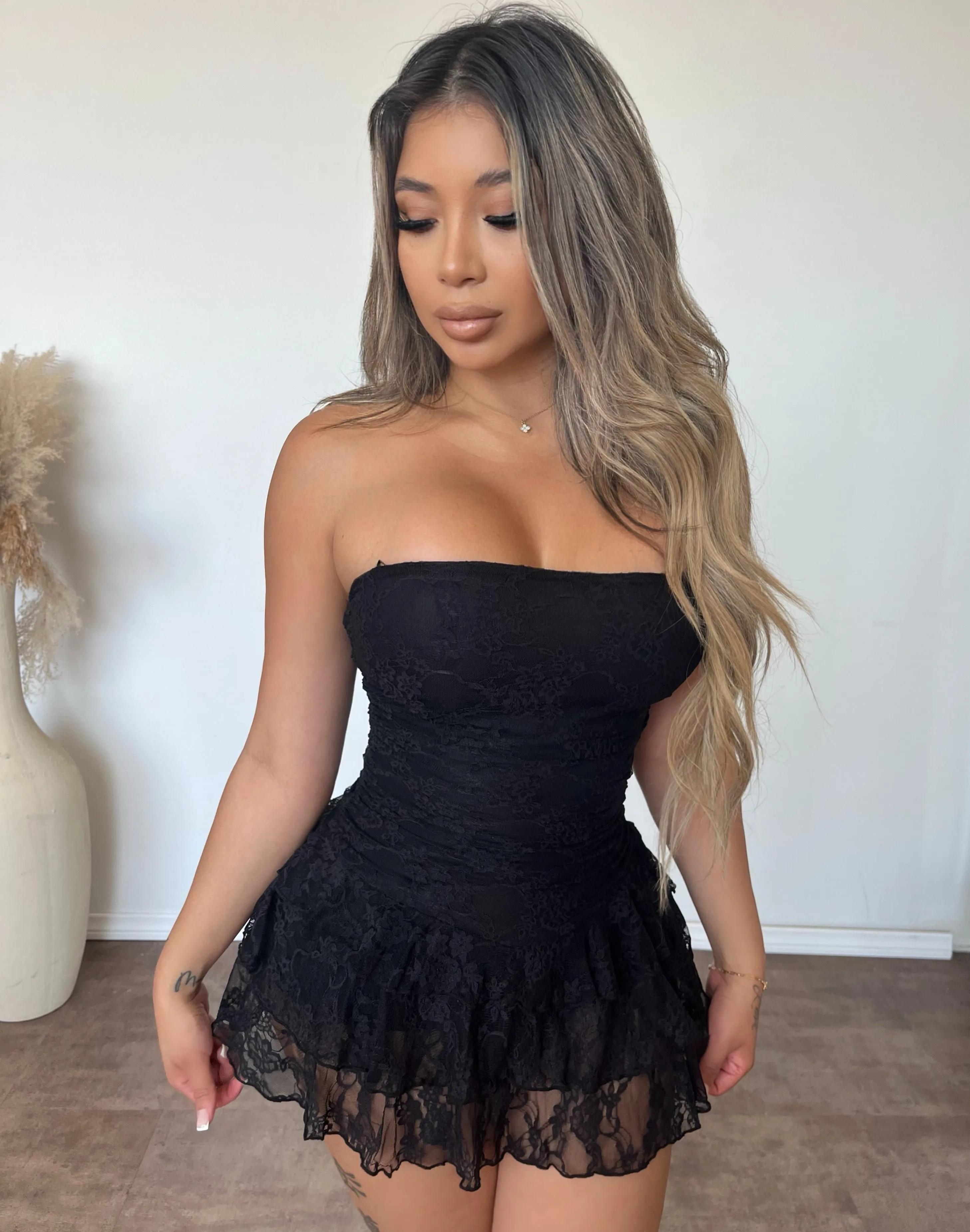 Alica Lace Dress W Shorts Under (Black) sold by OOTDFash