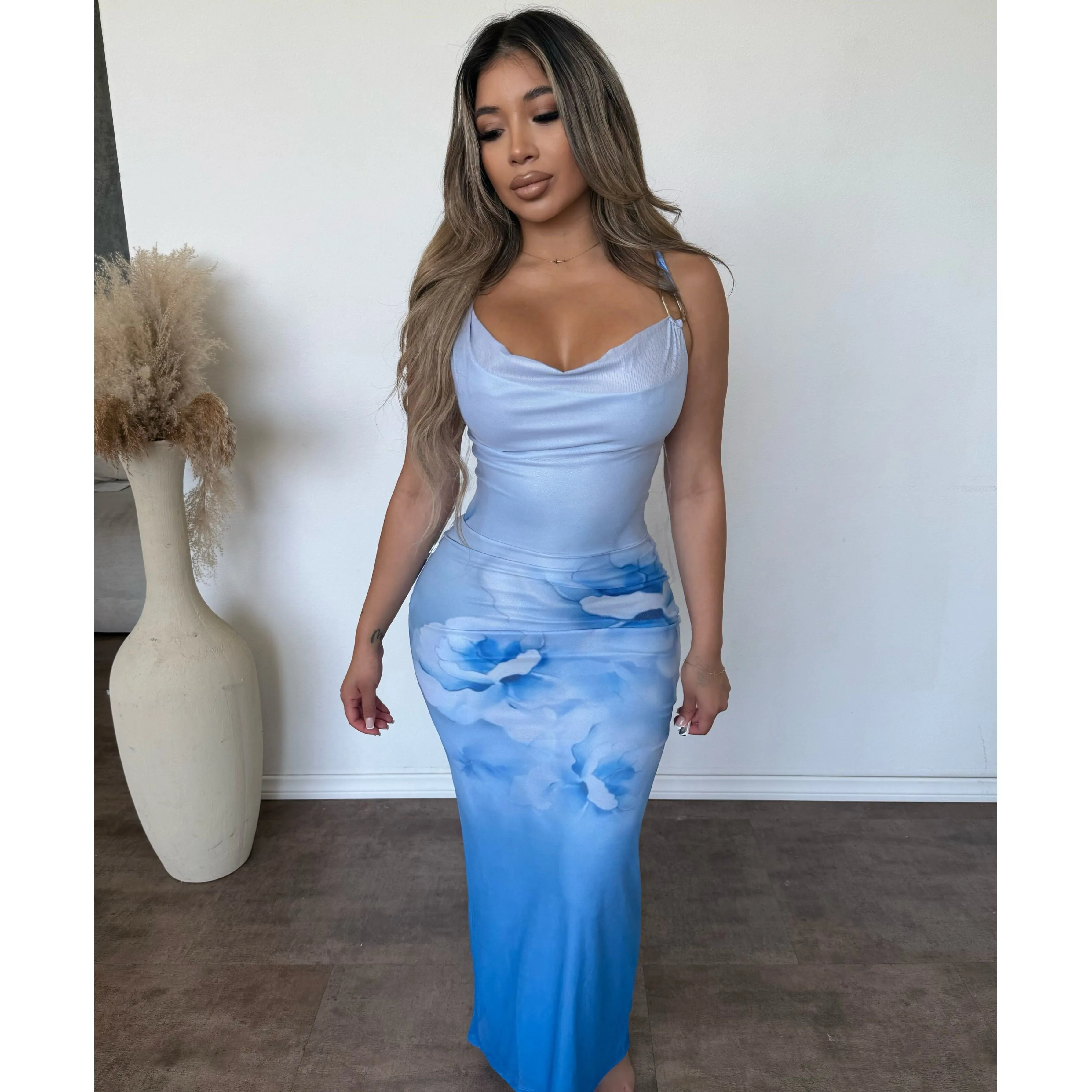 Dianna Flower Print Long Dress (Blue) sold by OOTDFash