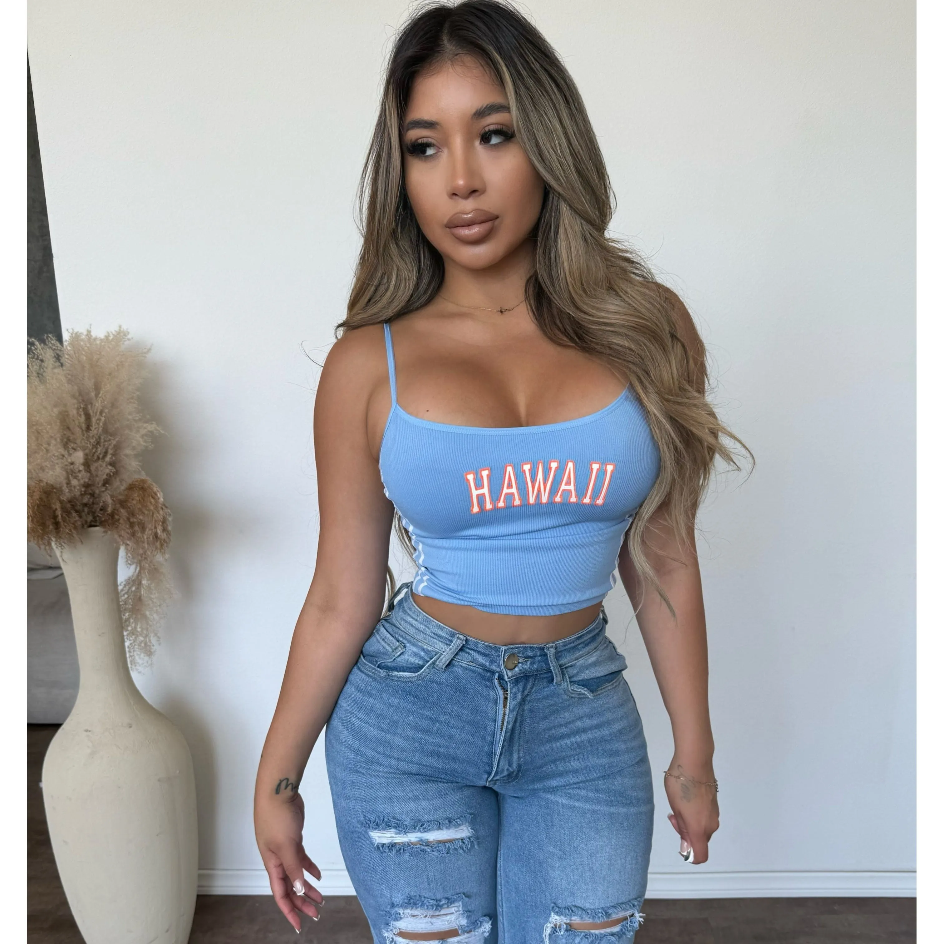 Hawaii Cami Top (Blue) sold by OOTDFash