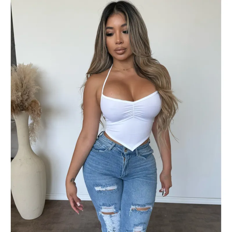 Jianna Halter Shrring Top (White) sold by OOTDFash
