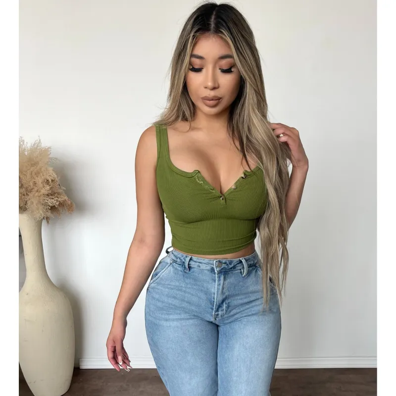 Jessica Ribbed Tank Top (Cactus) sold by OOTDFash