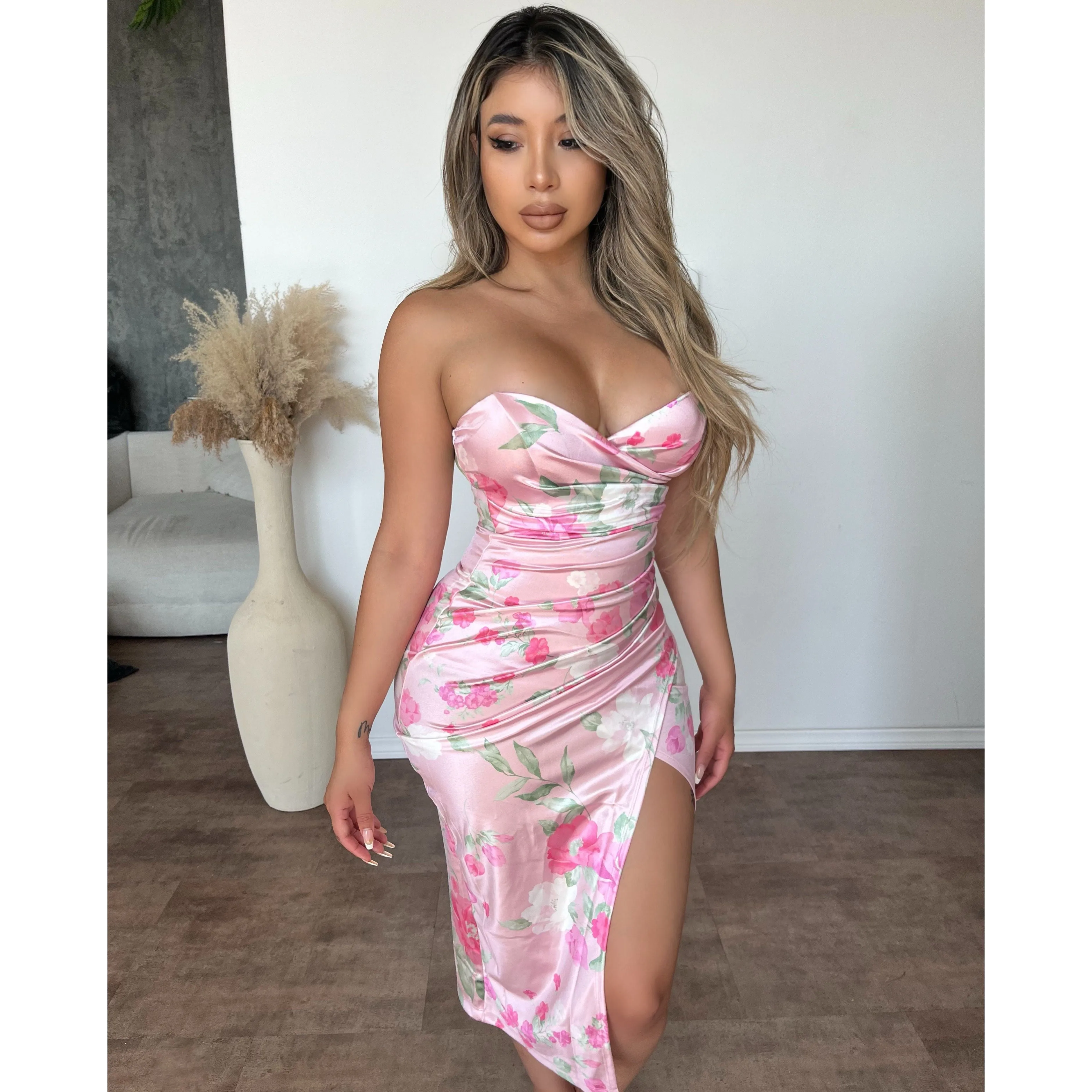 Jackie Dress (Pink Flowers) sold by OOTDFash