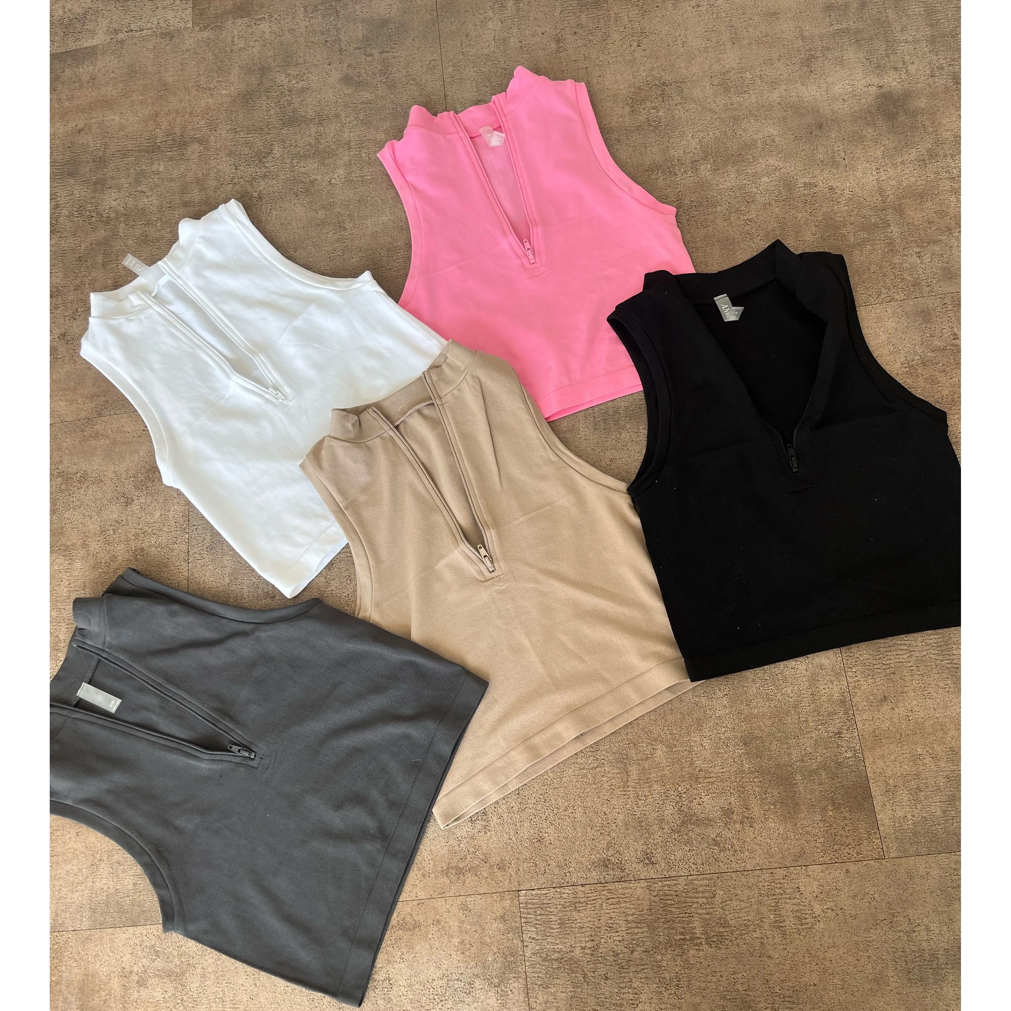 Anissa Soft Zipper Neck No Sleeves Top (Pink) sold by OOTDFash product image thumbnail 2